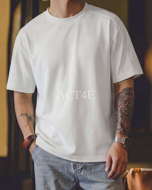 Minimalist Lettering-Embroidered Loose Fit Casual T-Shirt 2color 【ACT0106】