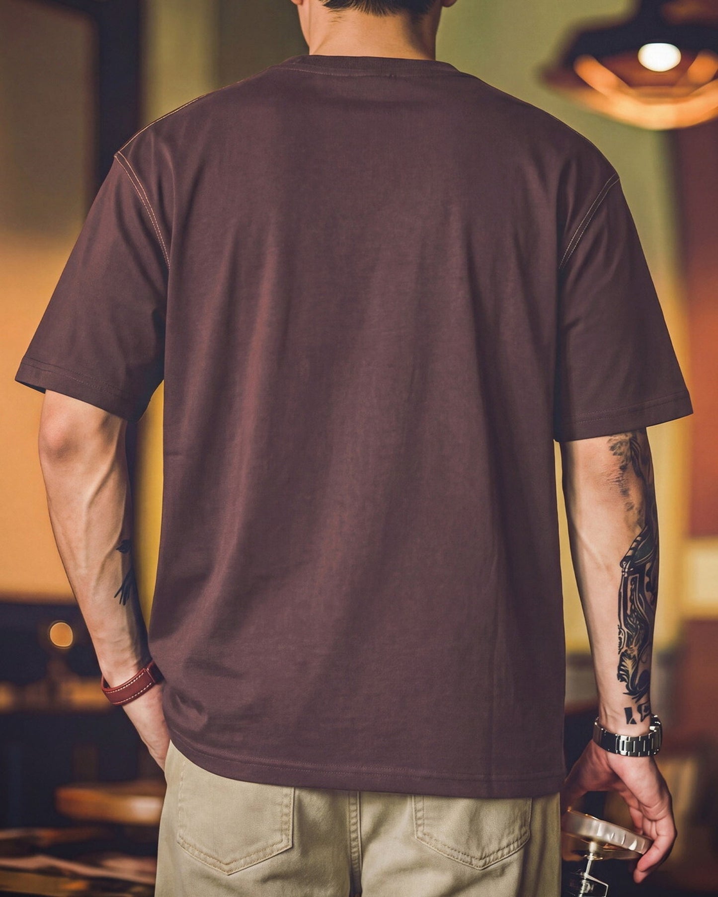 Retro Flap-Pocket Vintage Henley-Neck T-Shirt 3color 【ACT0088】