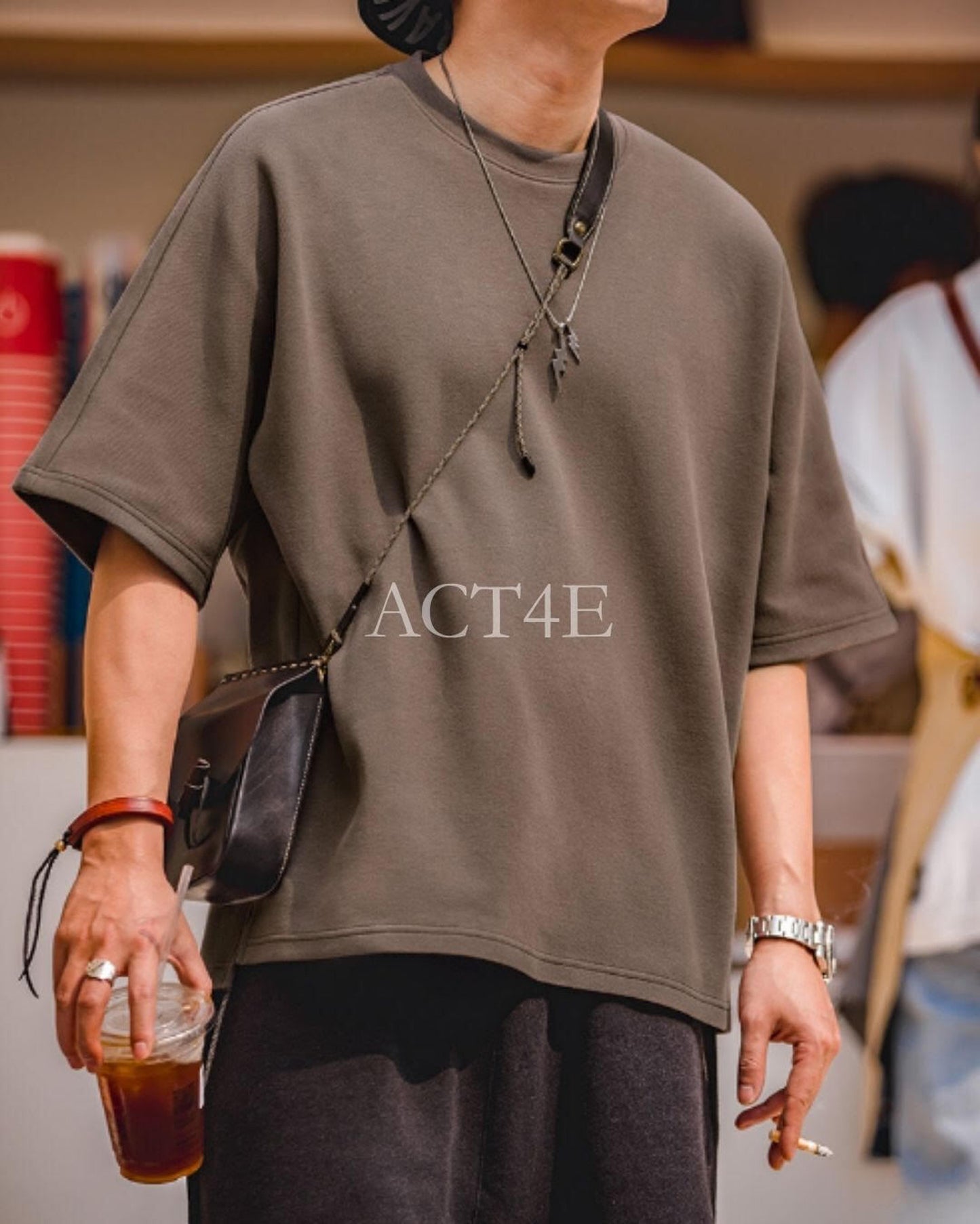 drop shoulder wide silhouette t-shirt 3color 【ACT0042】