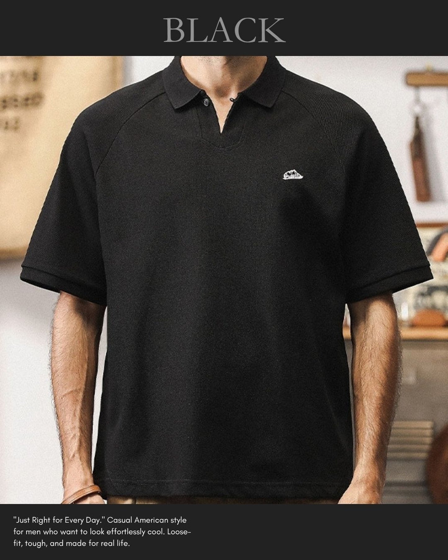 heavy weight pique loose short sleeve polo shirt 3color 【ACT0230】