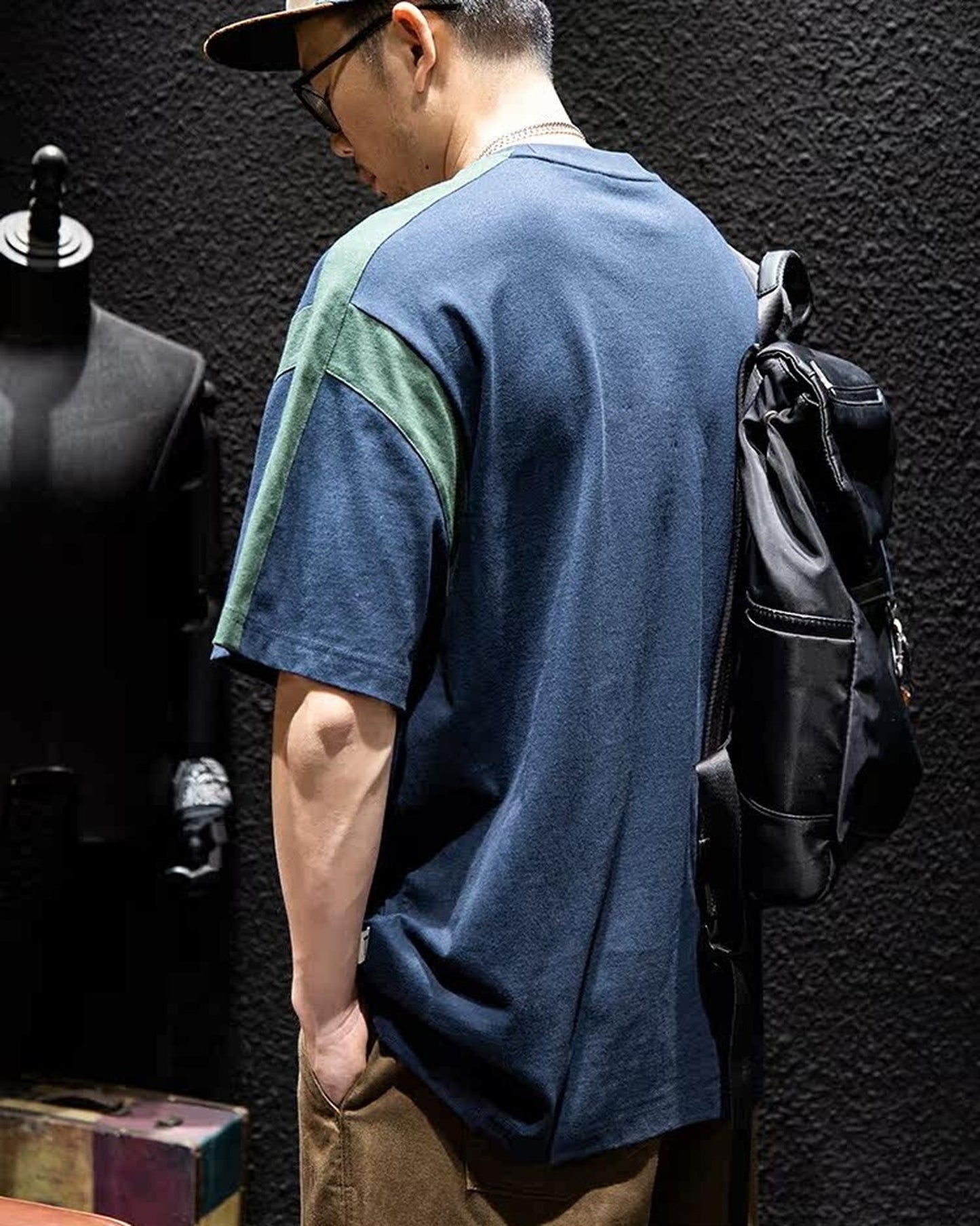 Casual Color-Block Loose Short-Sleeve T-Shirt 2color 【ACT0070】