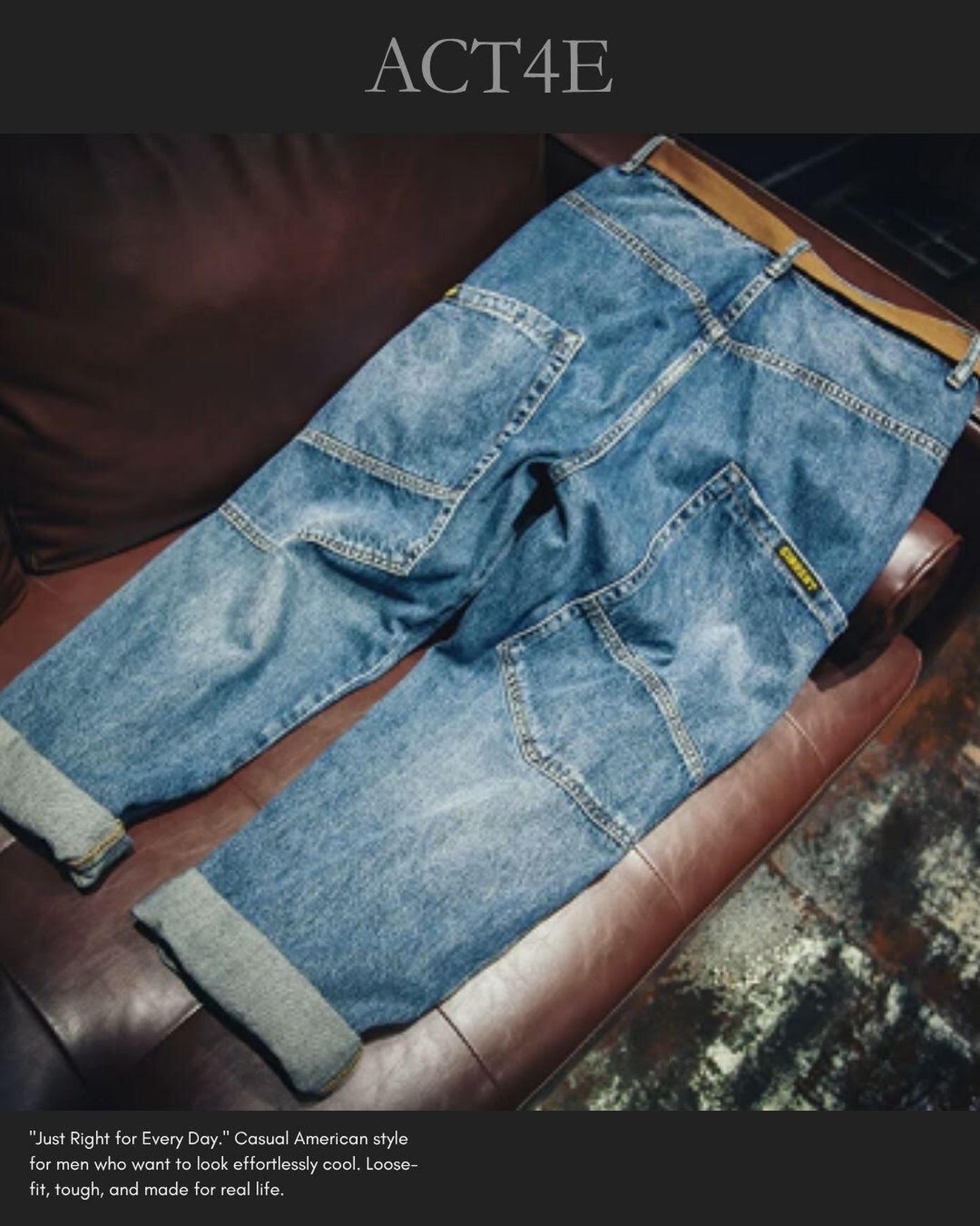 patch pocket wide denim pants 2color 【ACT0016】