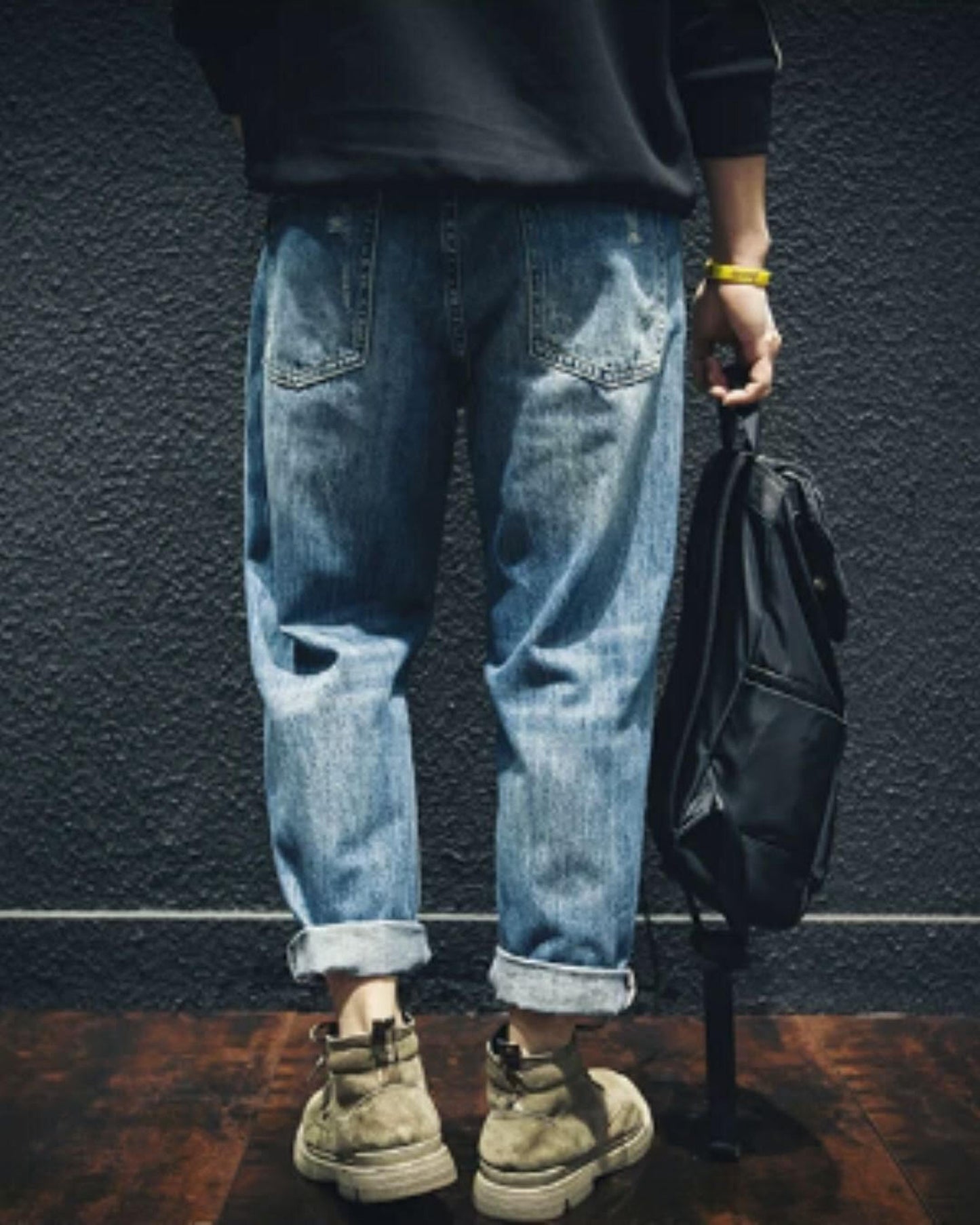 damage processed tapered denim pants 【ACT0014】