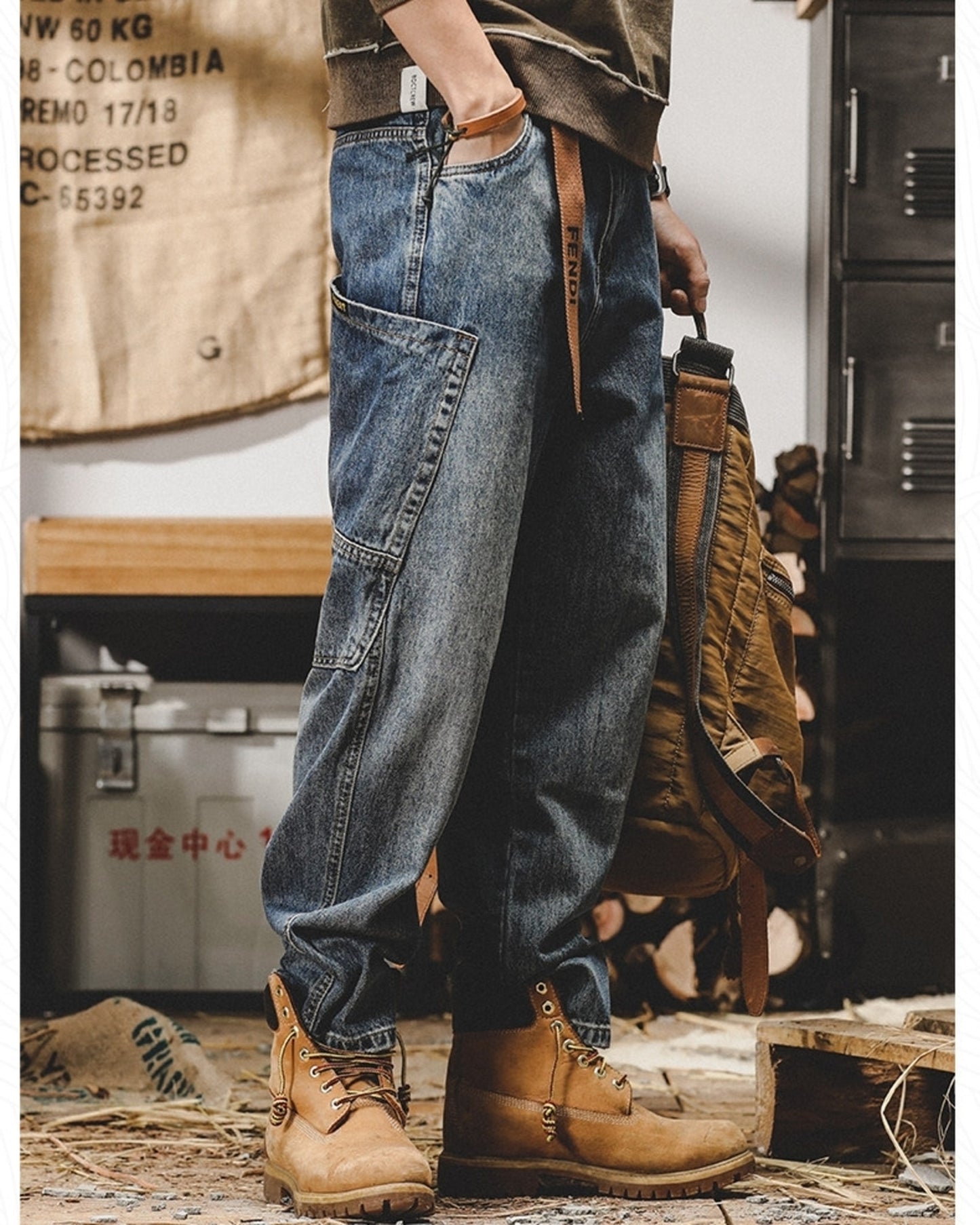 vintage wash relaxed straight denim pants 2color 【ACT0197】