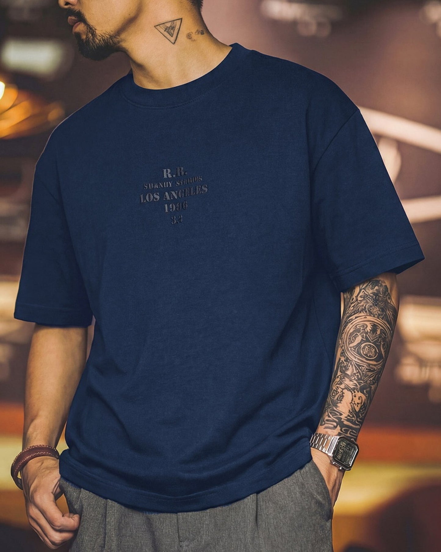 Casual Relaxed Lettering Embroidered T-Shirt 2color 【ACT0121】