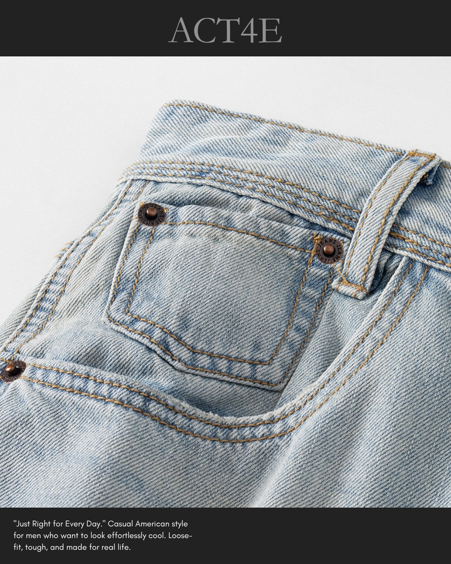 ice blue relaxed straight denim pants 【ACT0181】