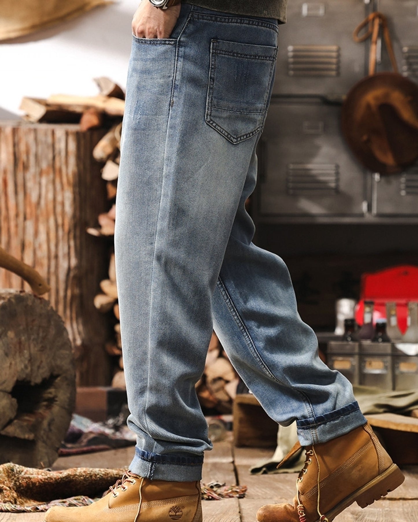 vintage tencel relaxed straight denim pants 2color 【ACT0180】