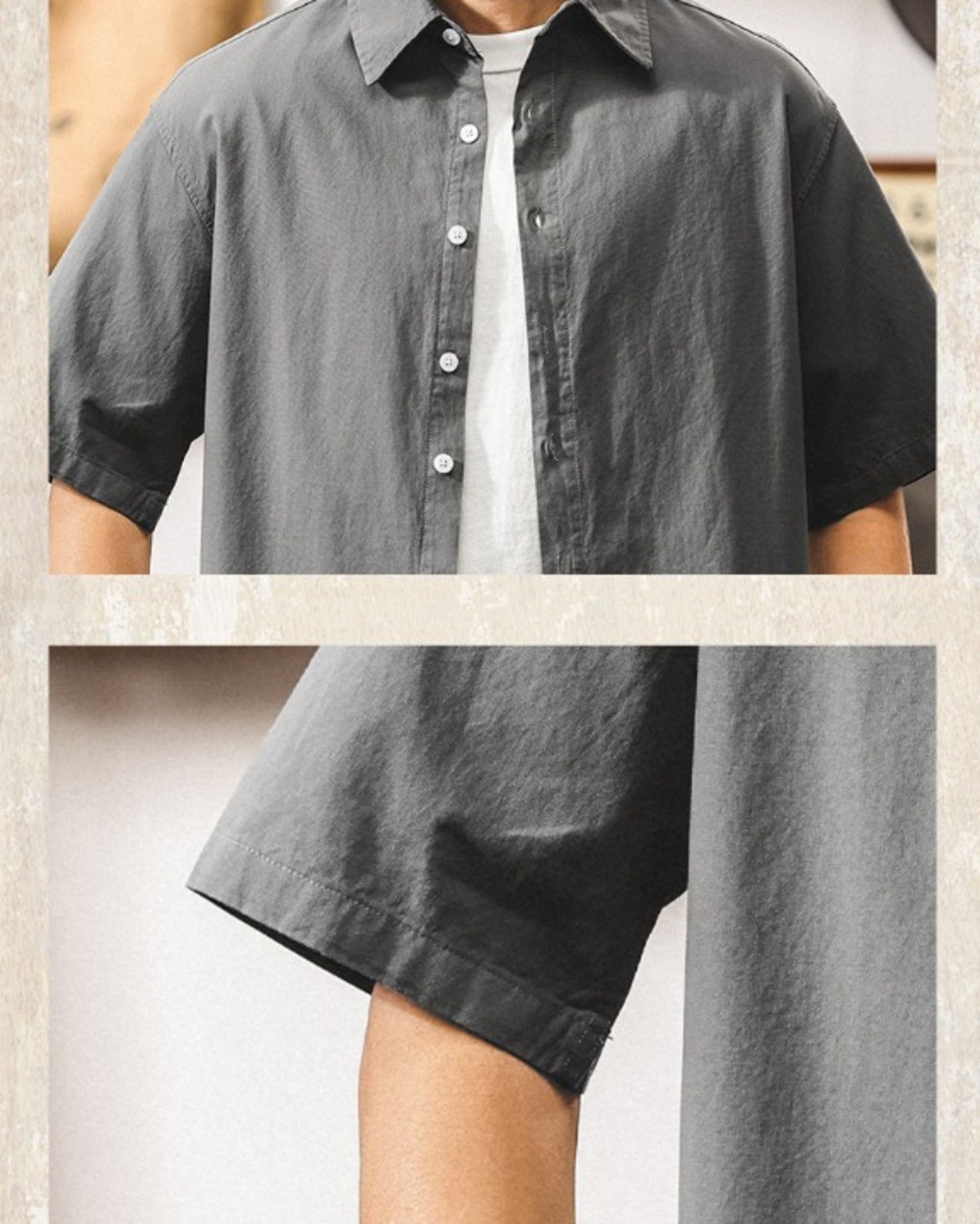 vintage casual short sleeve shirt 3color 【ACT0242】