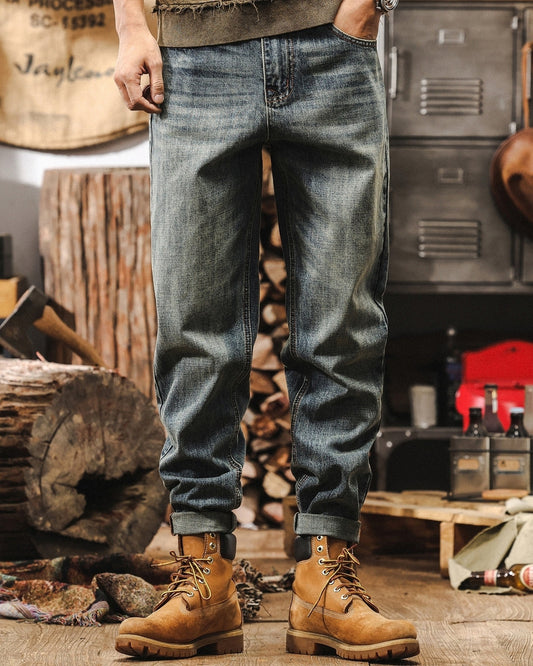 washed loose tapered denim pants 【ACT0175】