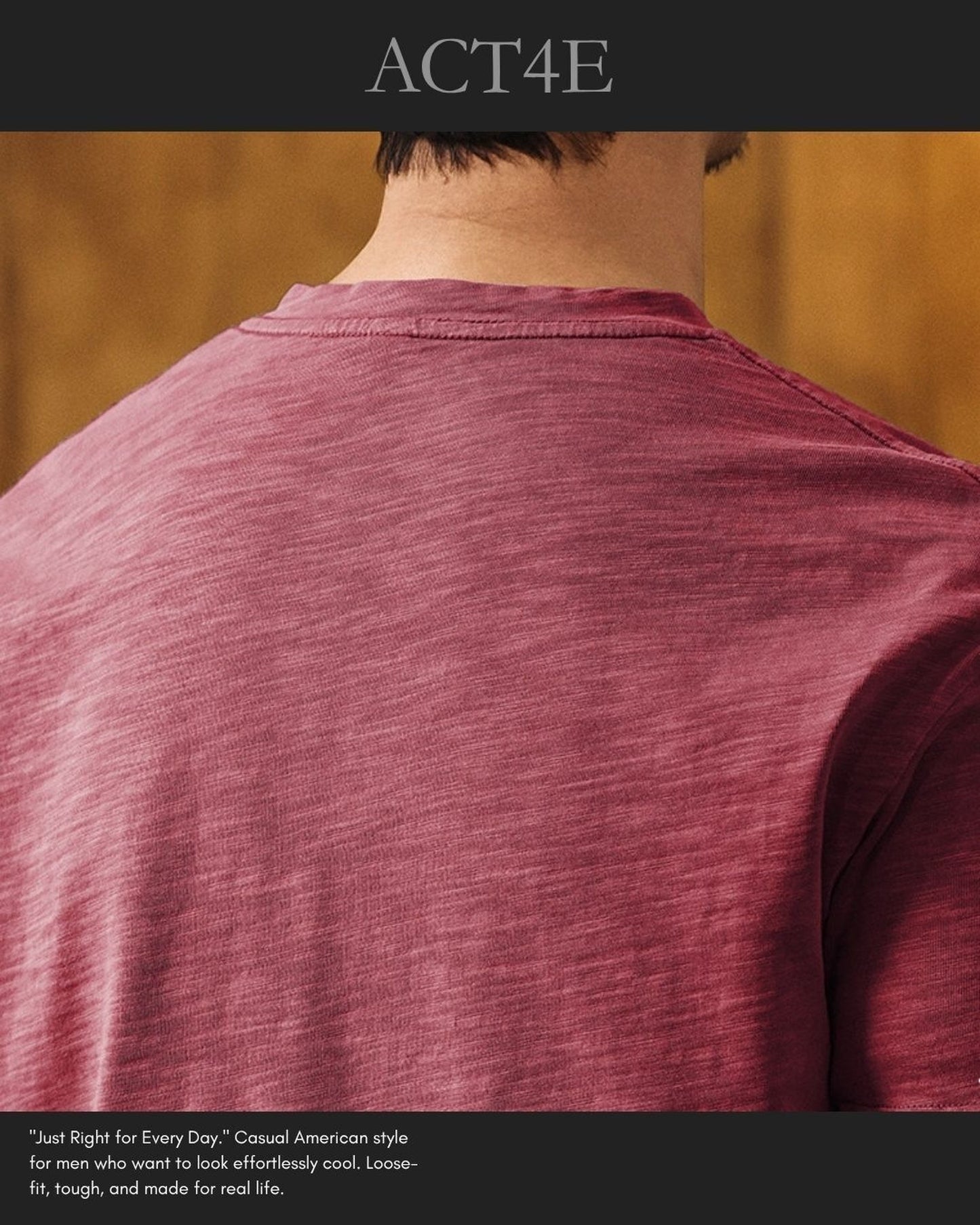 slub cotton henley neck loose short sleeve T-shirt 3color 【ACT0229】
