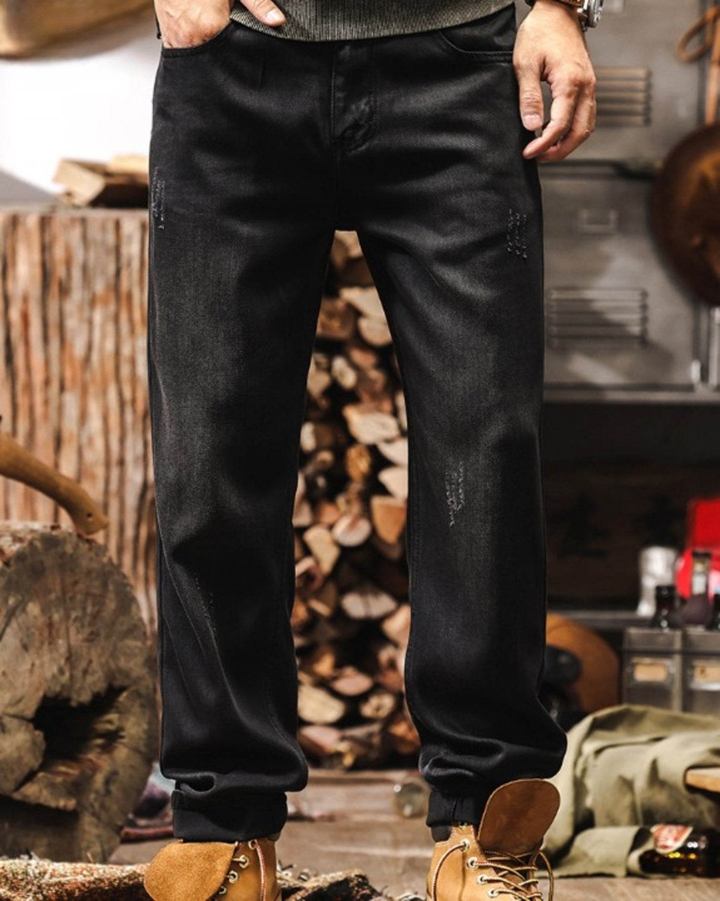 vintage tencel relaxed straight denim pants 2color 【ACT0180】