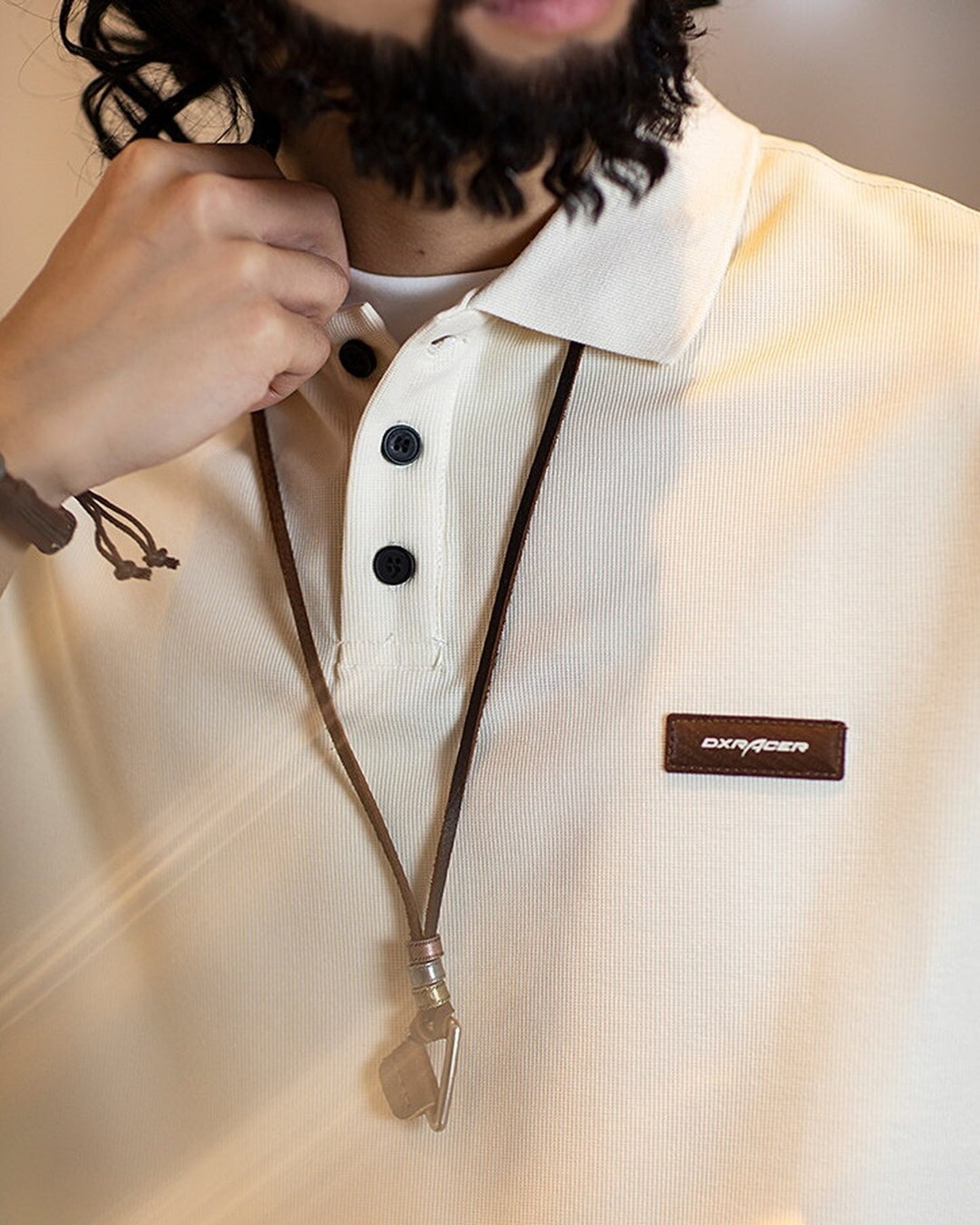 Patch Polo Loose Short -Sleeve Casual T-Shirt 2color 【ACT0075】