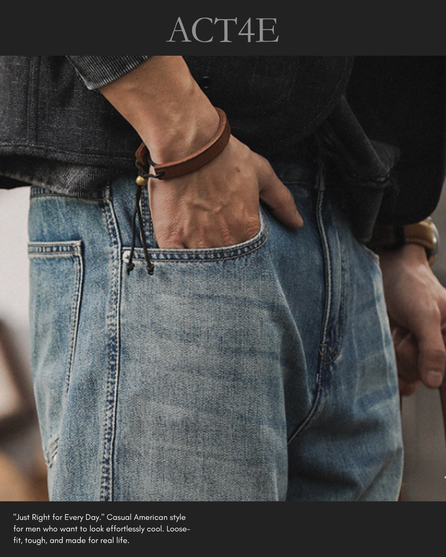loose straight lyocell blend denim pants 【ACT0185】