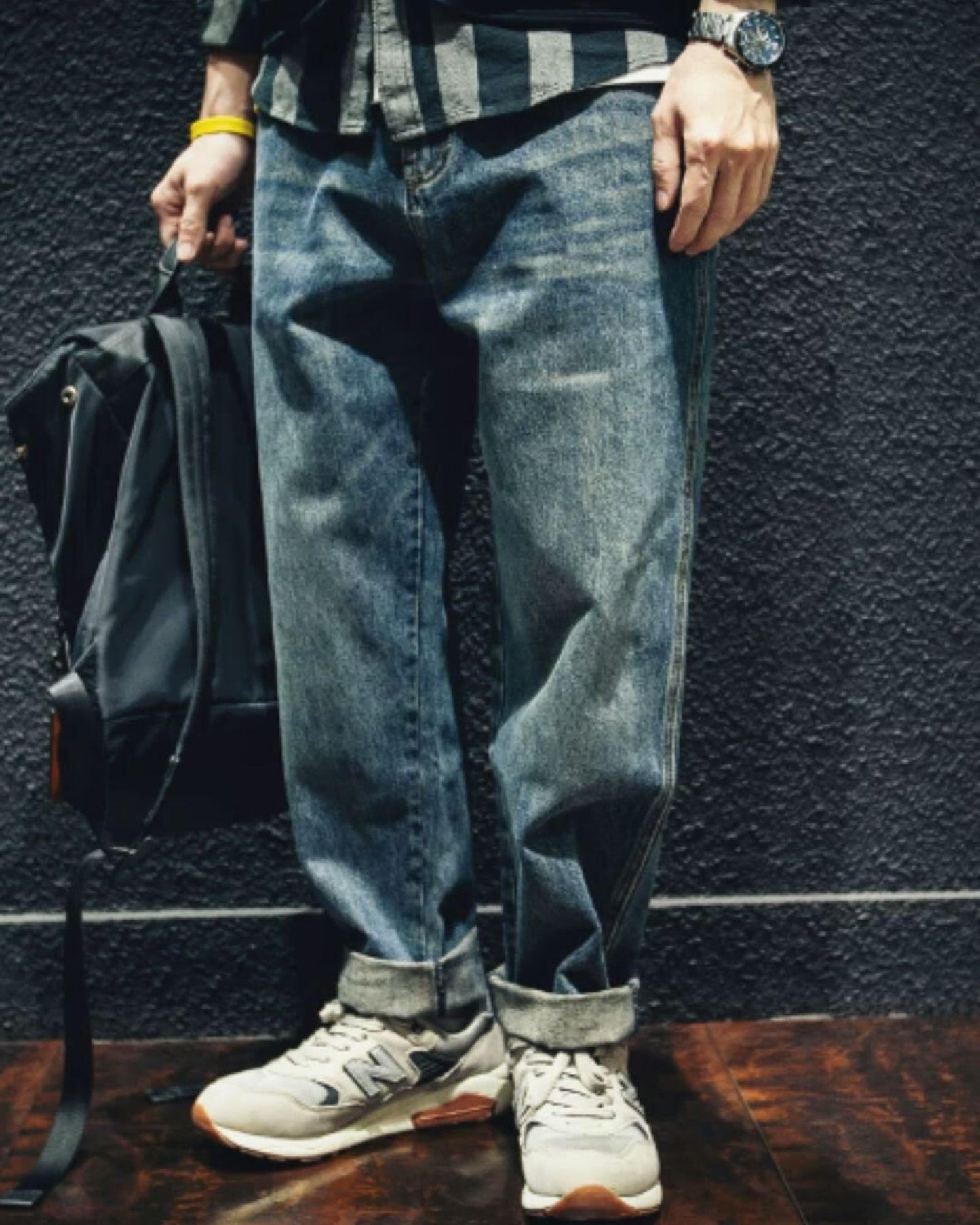 vintage processing tapered silhouette denim pants 【ACT0019】