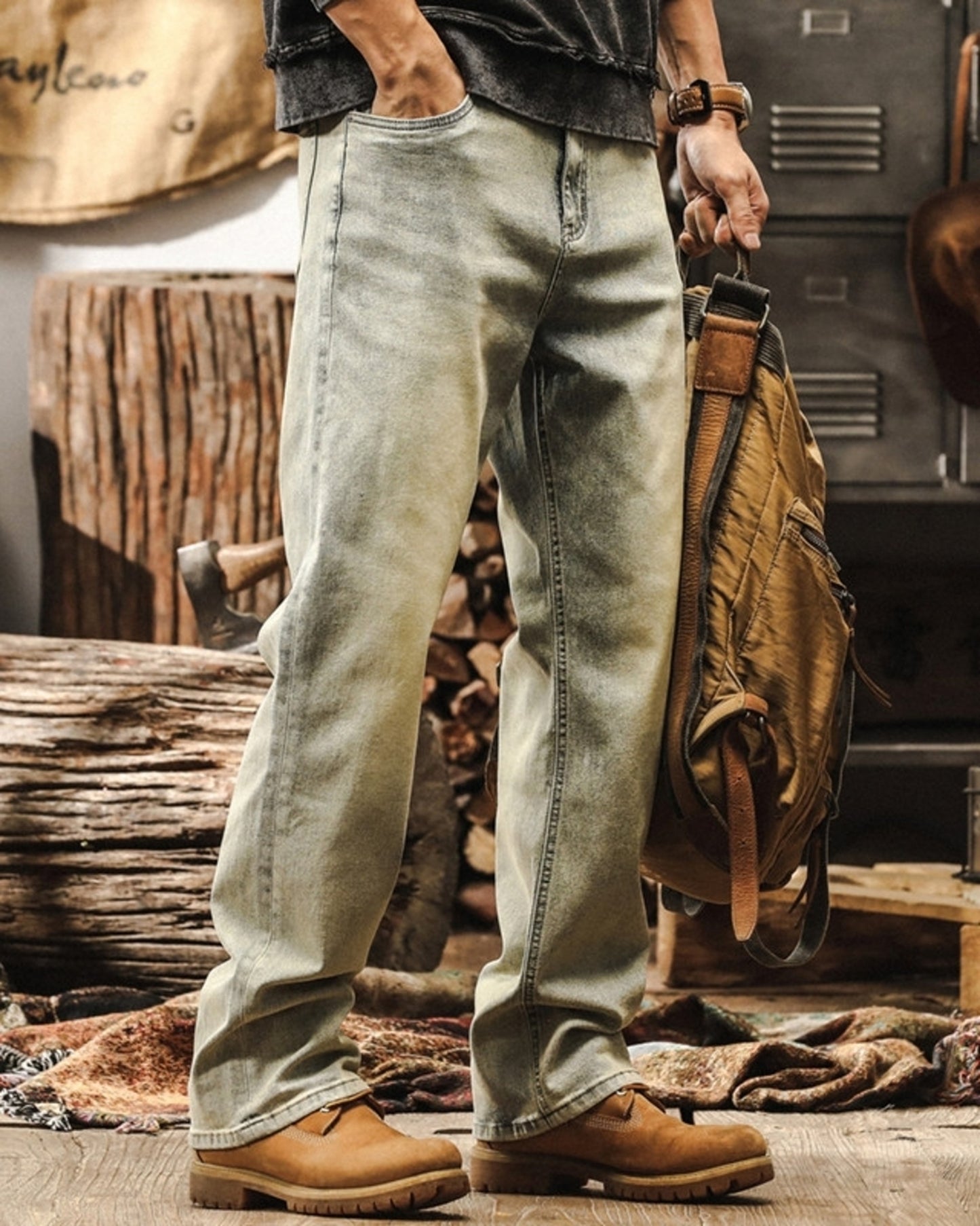 loose straight denim pants 3color 【ACT0182】