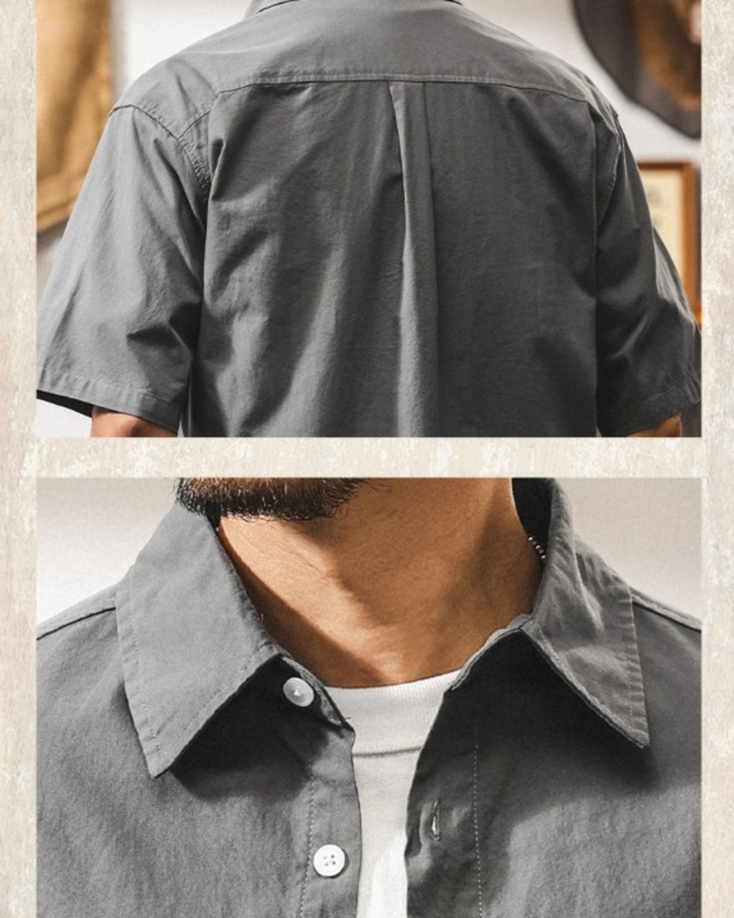 vintage casual short sleeve shirt 3color 【ACT0242】