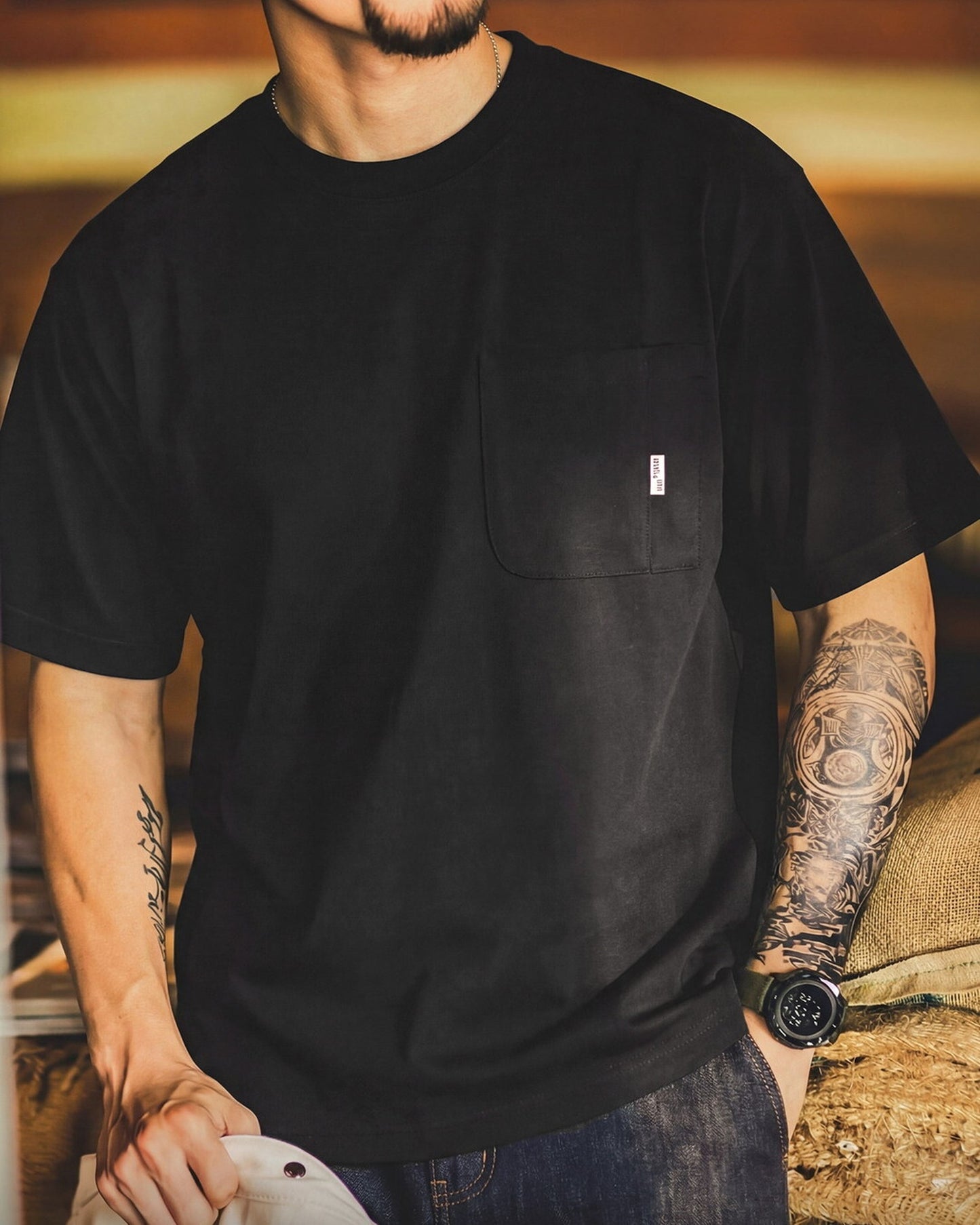 Relaxed Fit Heavyweight Cotton Pocket T-Shirt 2color 【ACT0110】