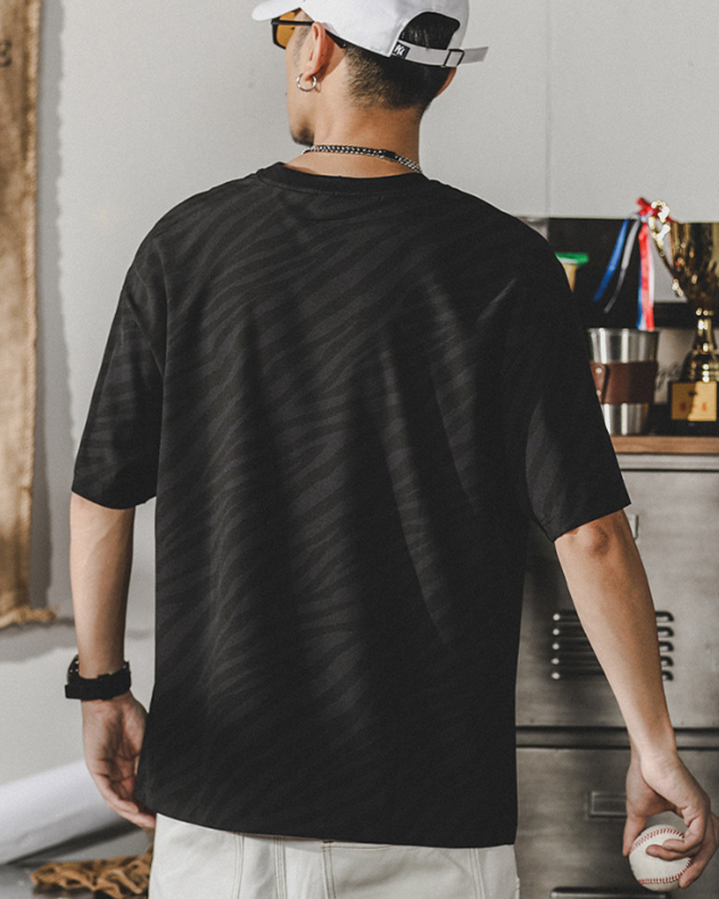 zebra striped pocket short sleeve t-shirt 3color 【ACT0165】