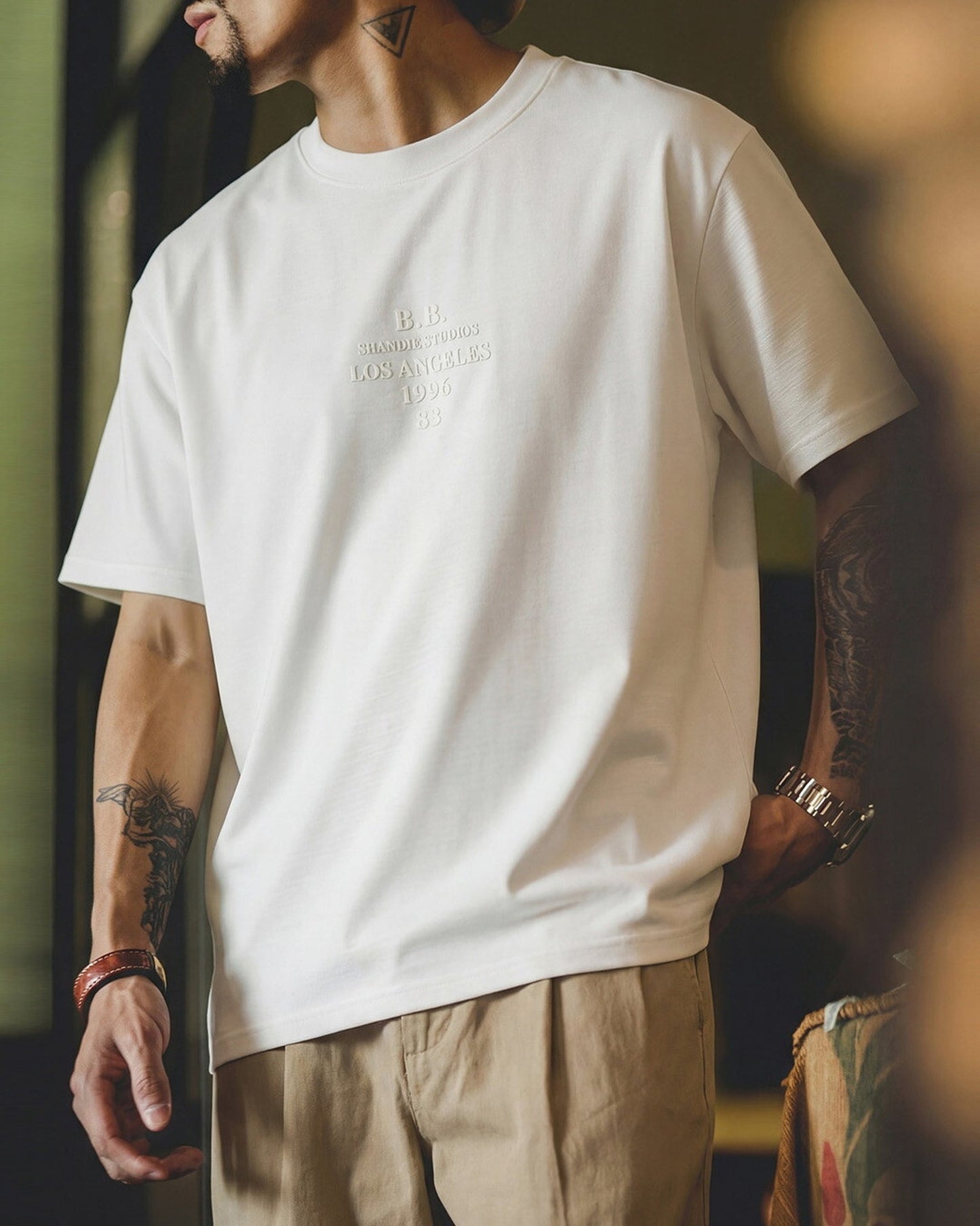 Casual Relaxed Lettering Embroidered T-Shirt 2color 【ACT0121】