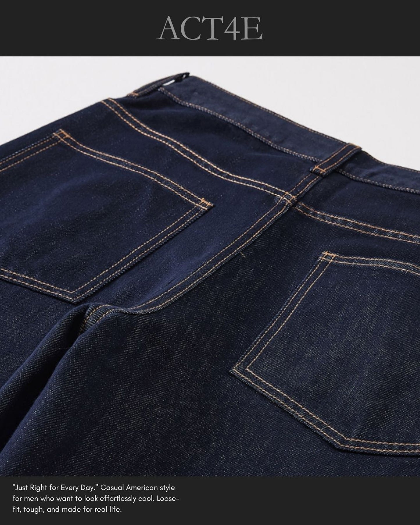 vintage raw wash curved wide denim pants 【ACT0214】