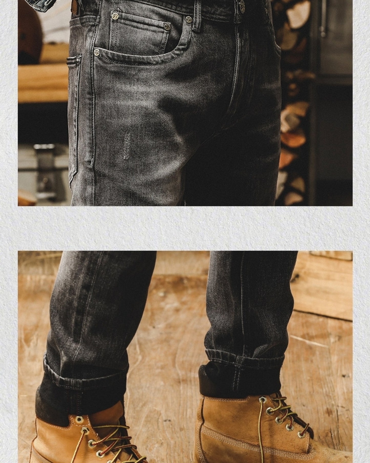 heavy washed straight denim pants 【ACT0179】