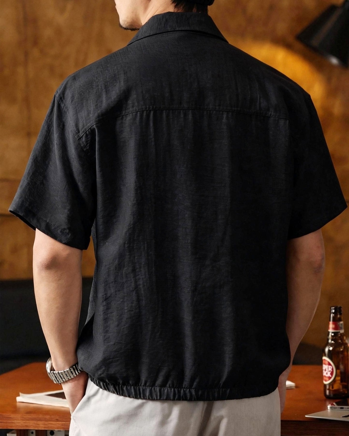 linen look loose short sleeve shirt 3color 【ACT0232】