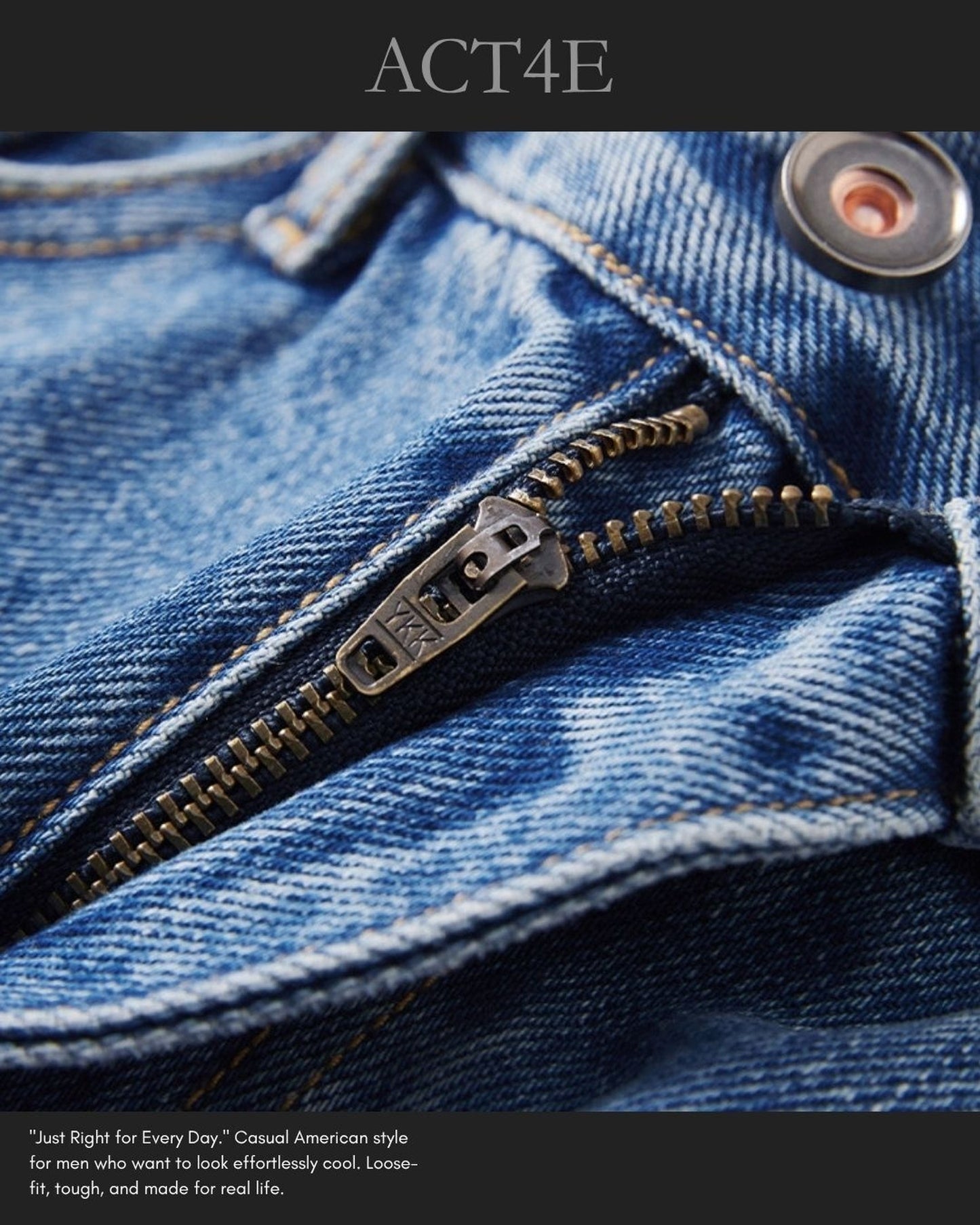 heavy weight loose straight denim pants 【ACT0211】
