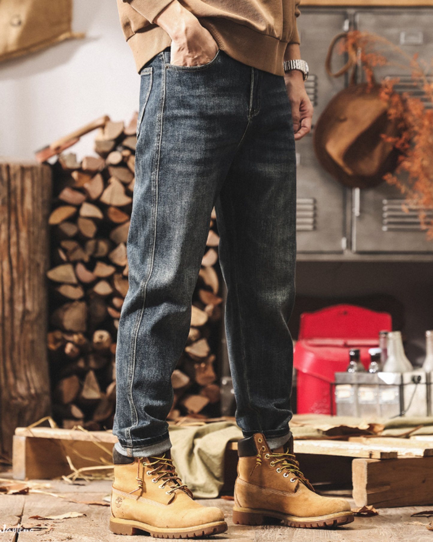 vintage wash straight denim pants 【ACT0178】