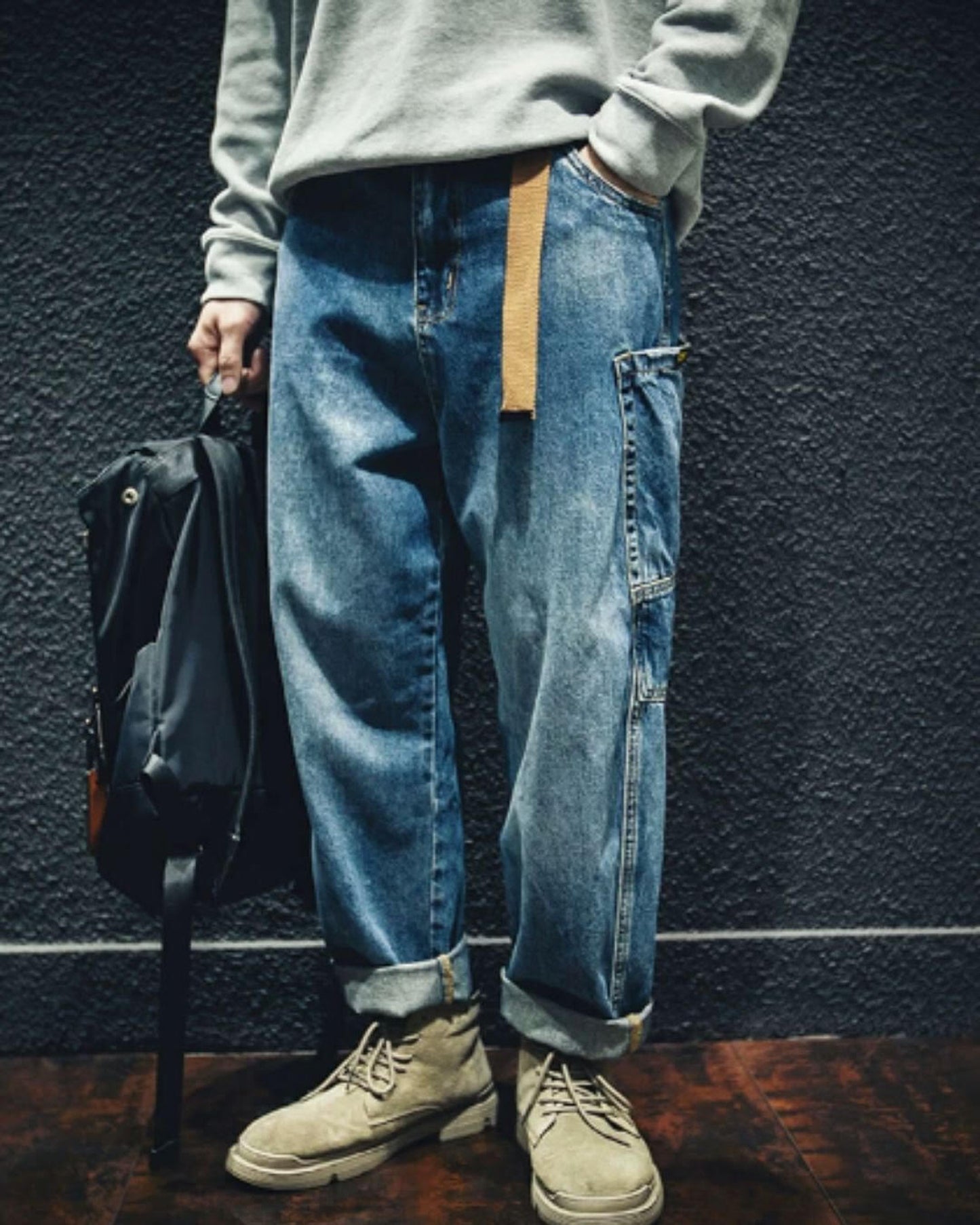 patch pocket wide denim pants 2color 【ACT0016】