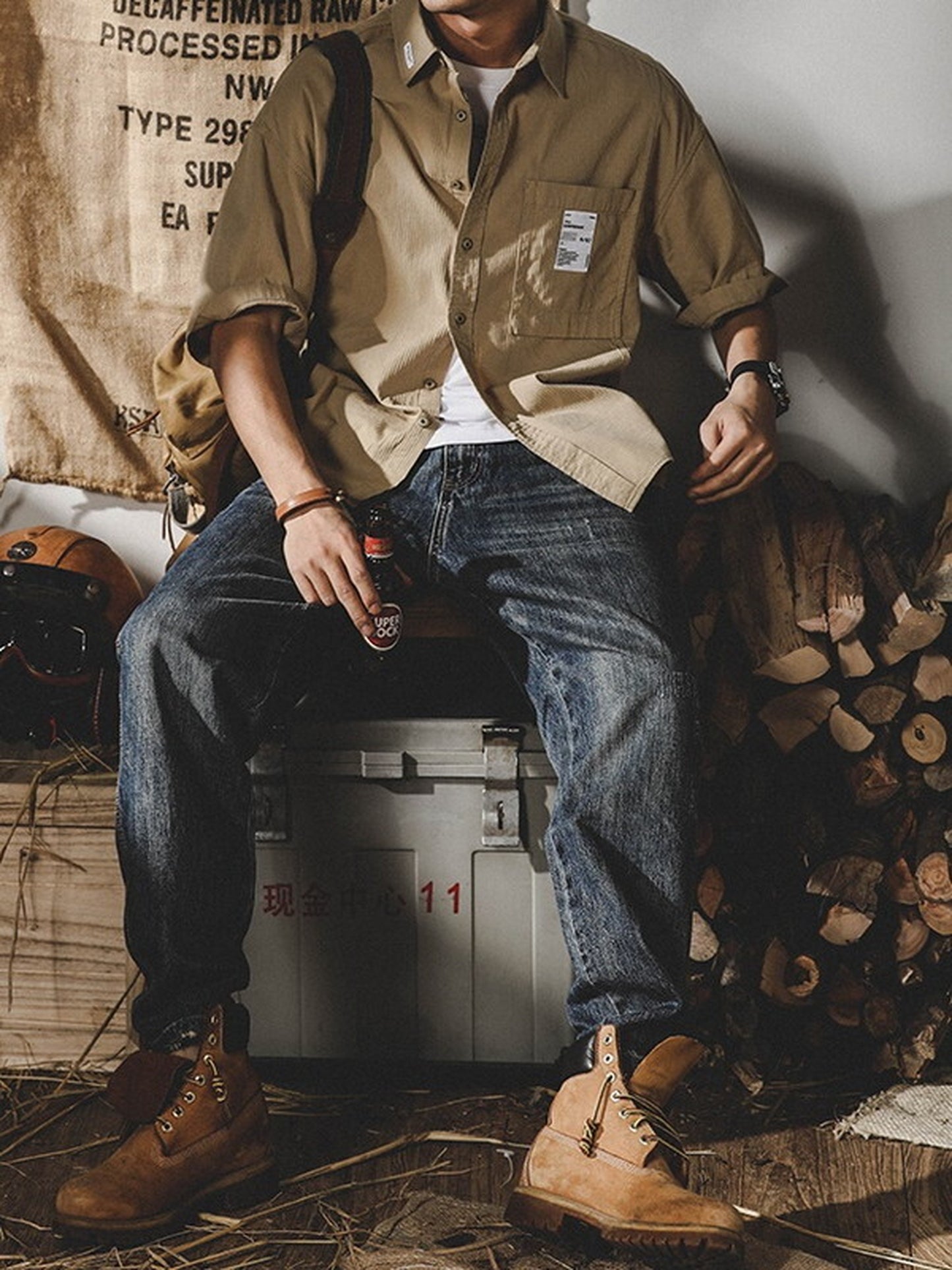 loose-fit classic lightweight short-sleeve cotton shirt 【ACT0251】
