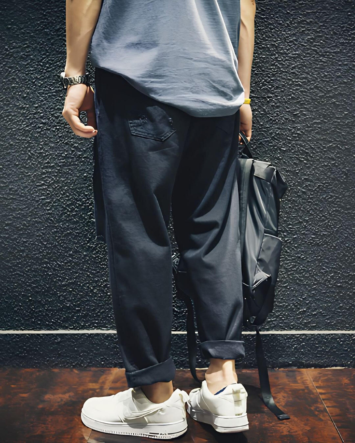 damage processed wide tapered denim pants 【ACT0020】