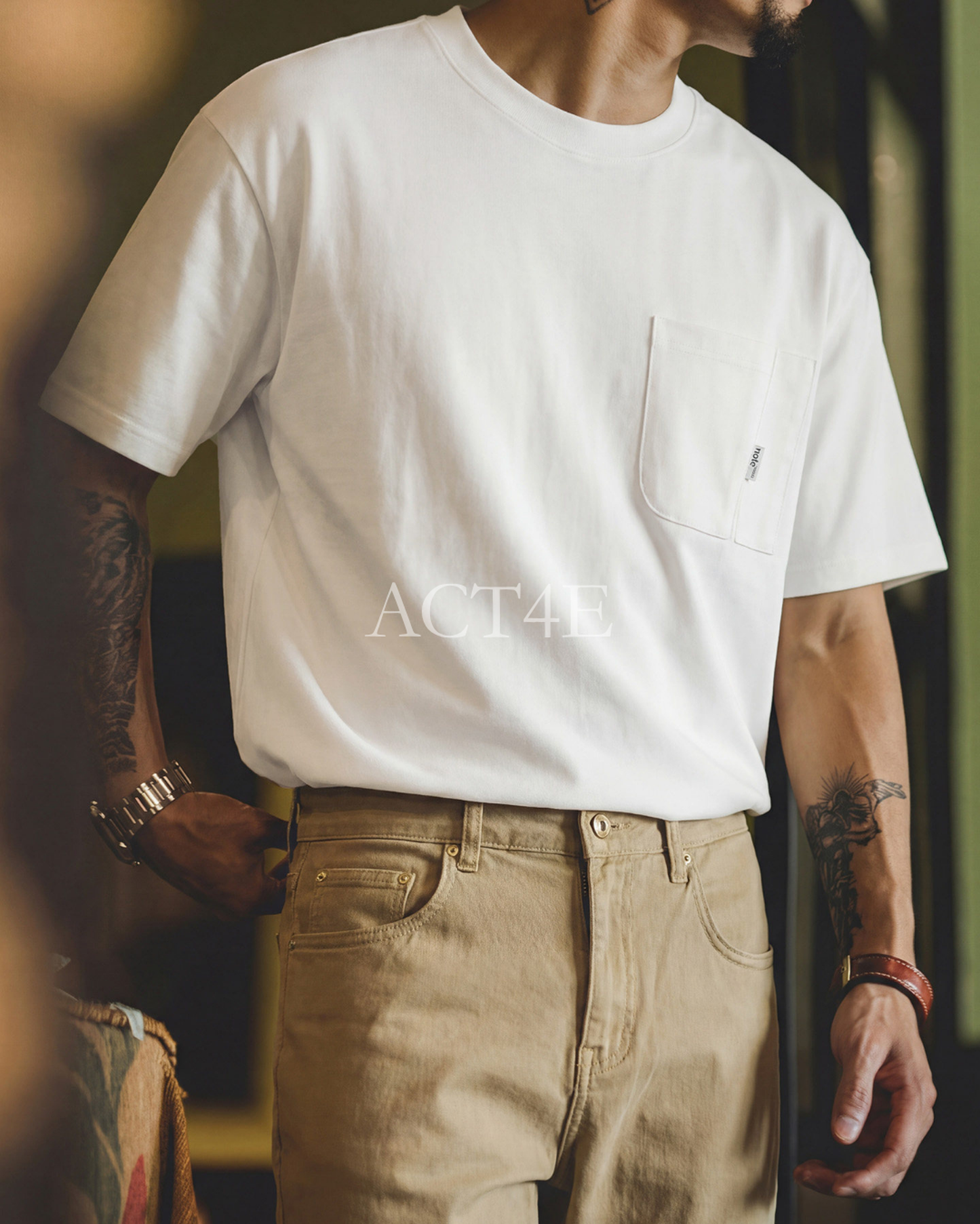 Relaxed Fit Heavyweight Cotton Pocket T-Shirt 2color 【ACT0110】