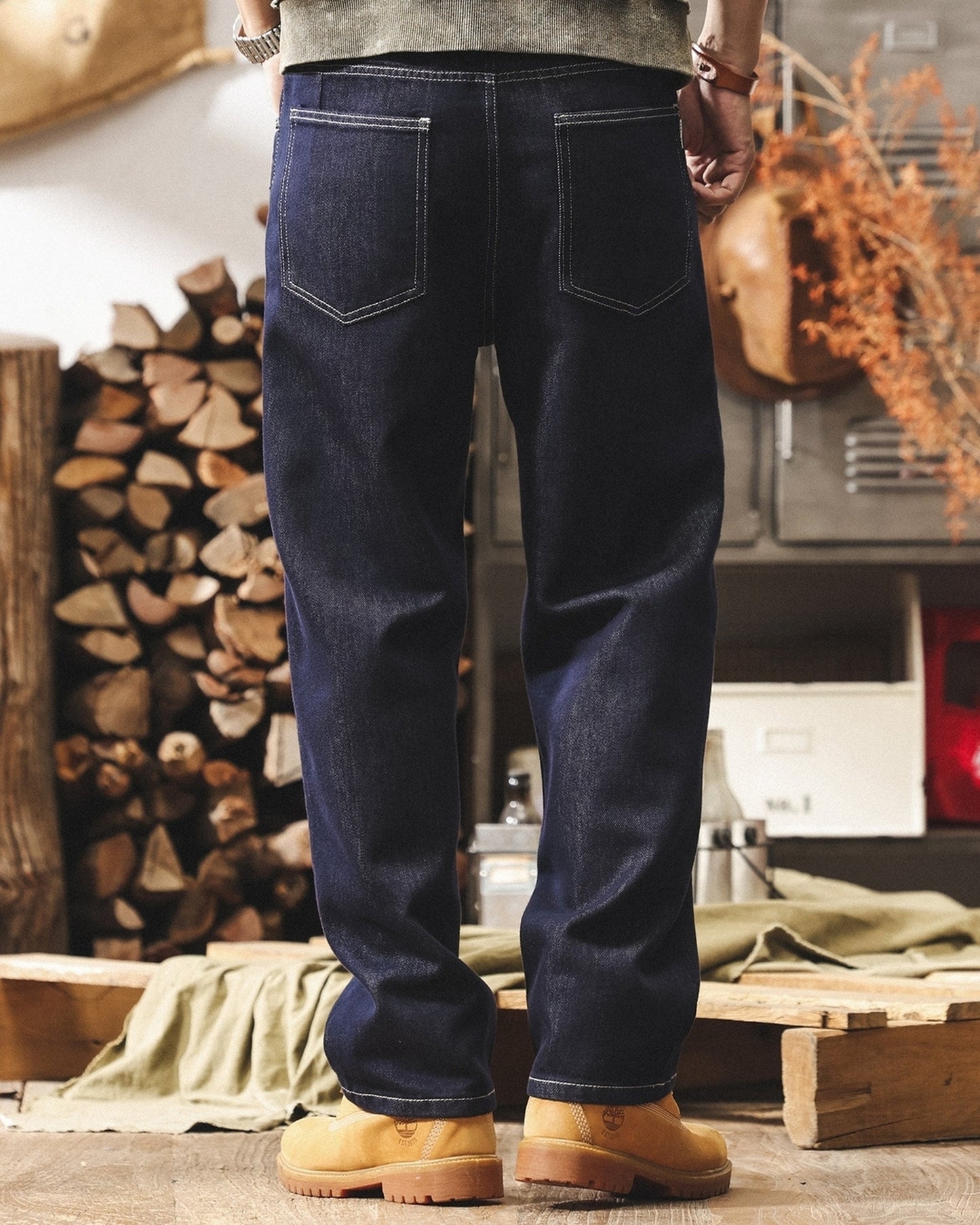 vintage raw wash straight denim pants 2color 【ACT0215】