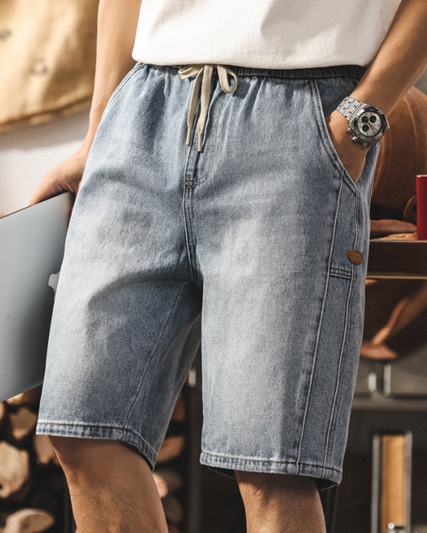vintage washed loose straight denim shorts 【ACT0206】