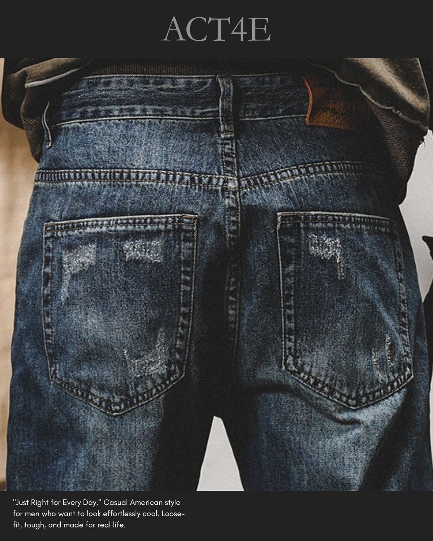 distressed tapered denim pants 2color 【ACT0189】