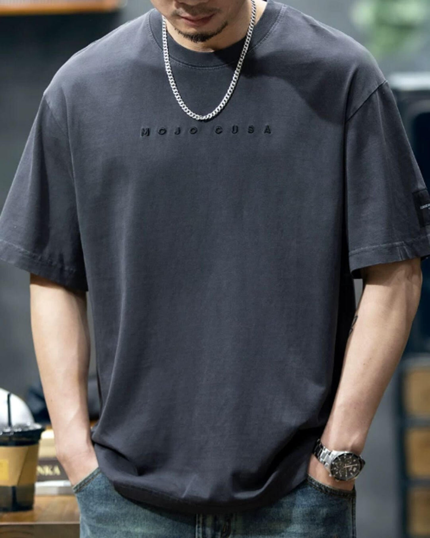 crew neck logo print t-shirt 2color 【ACT0033】