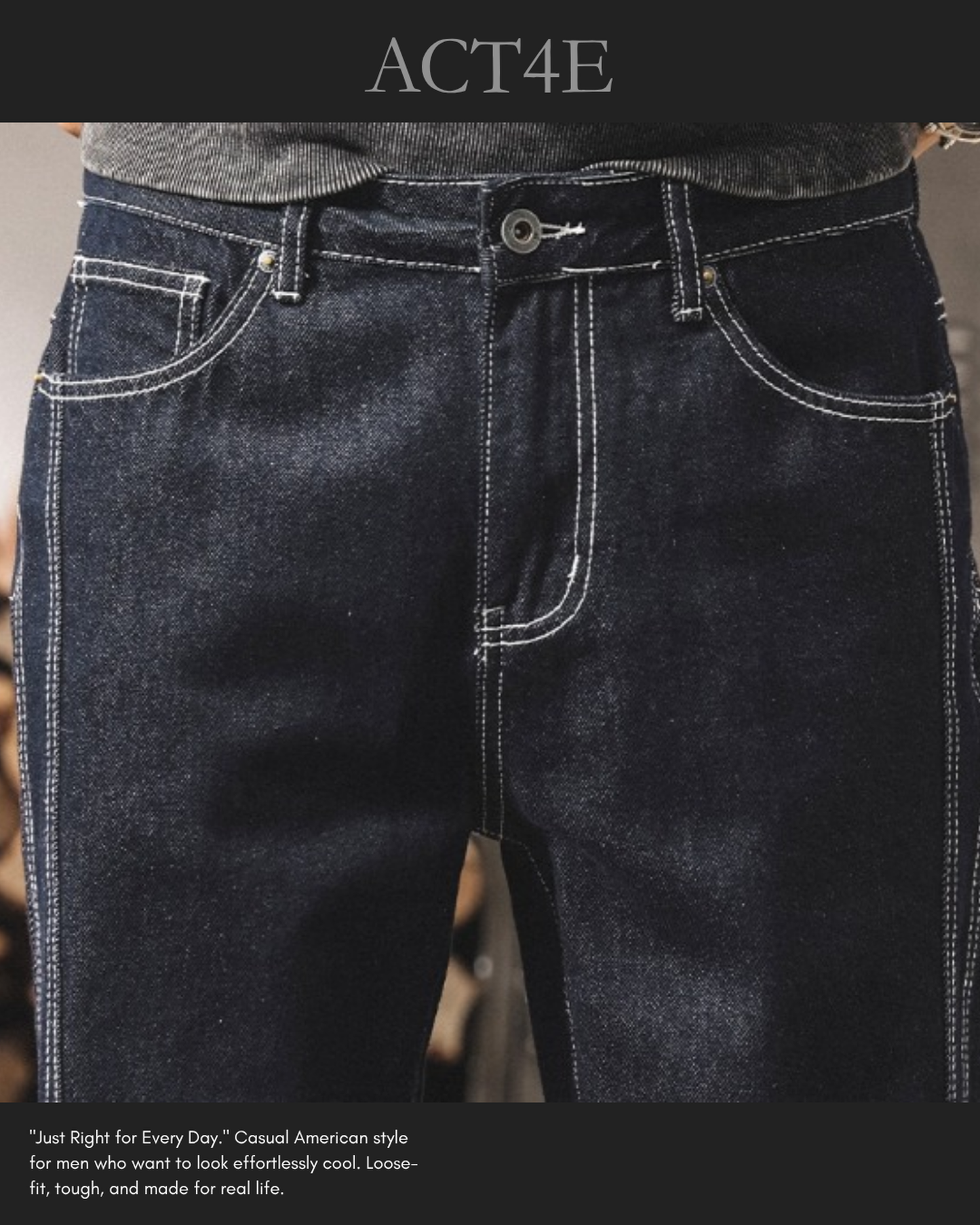 contrast stitch straight denim pants 【ACT0172】