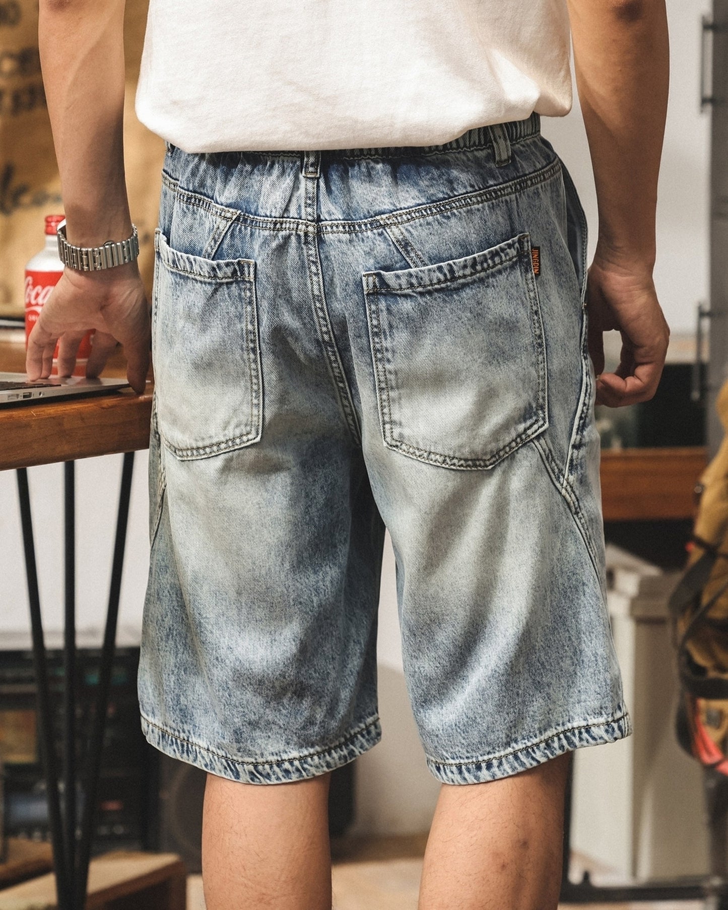 patchwork tencel denim shorts 【ACT0217】