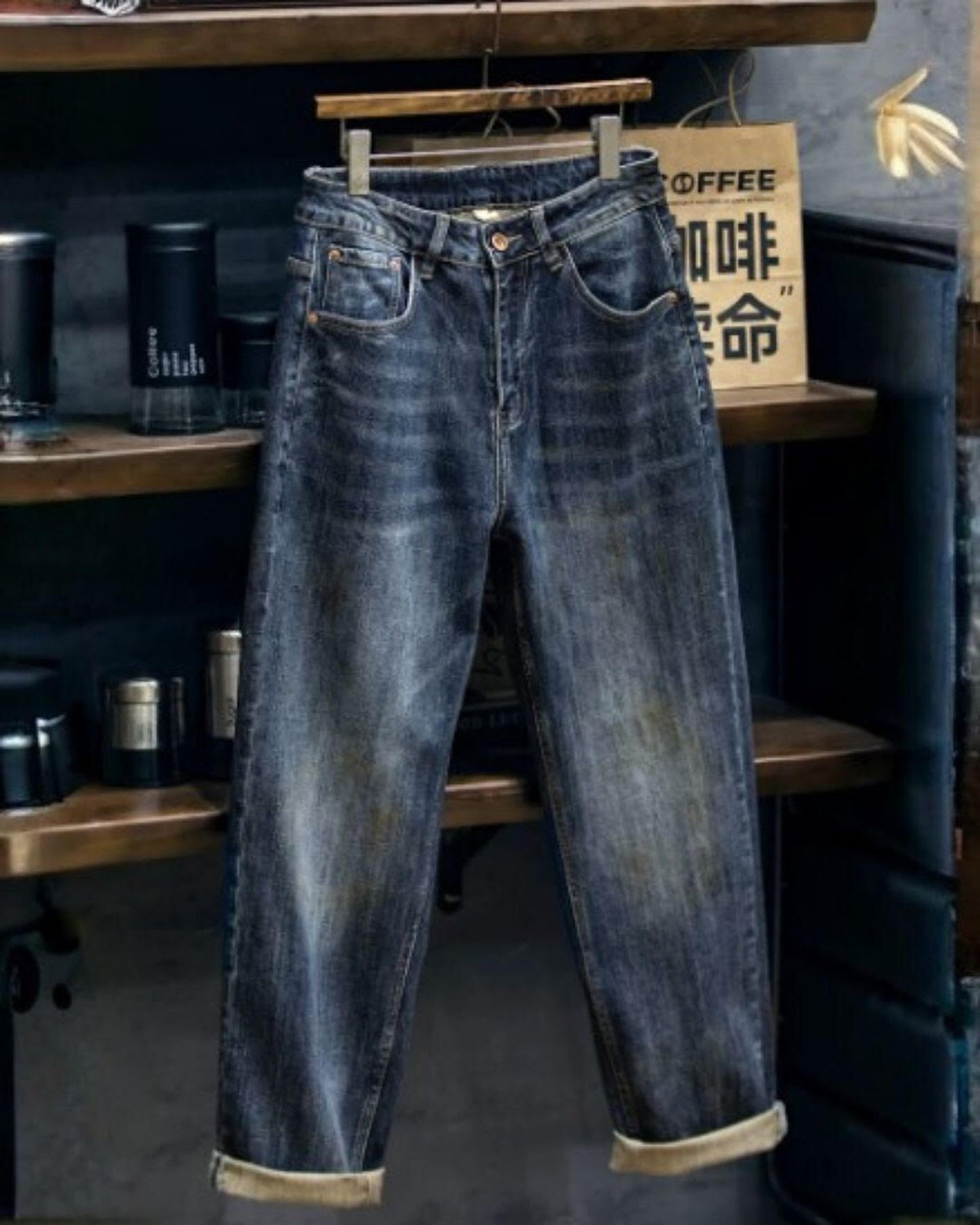 washed wide straight denim 【ACT0004】