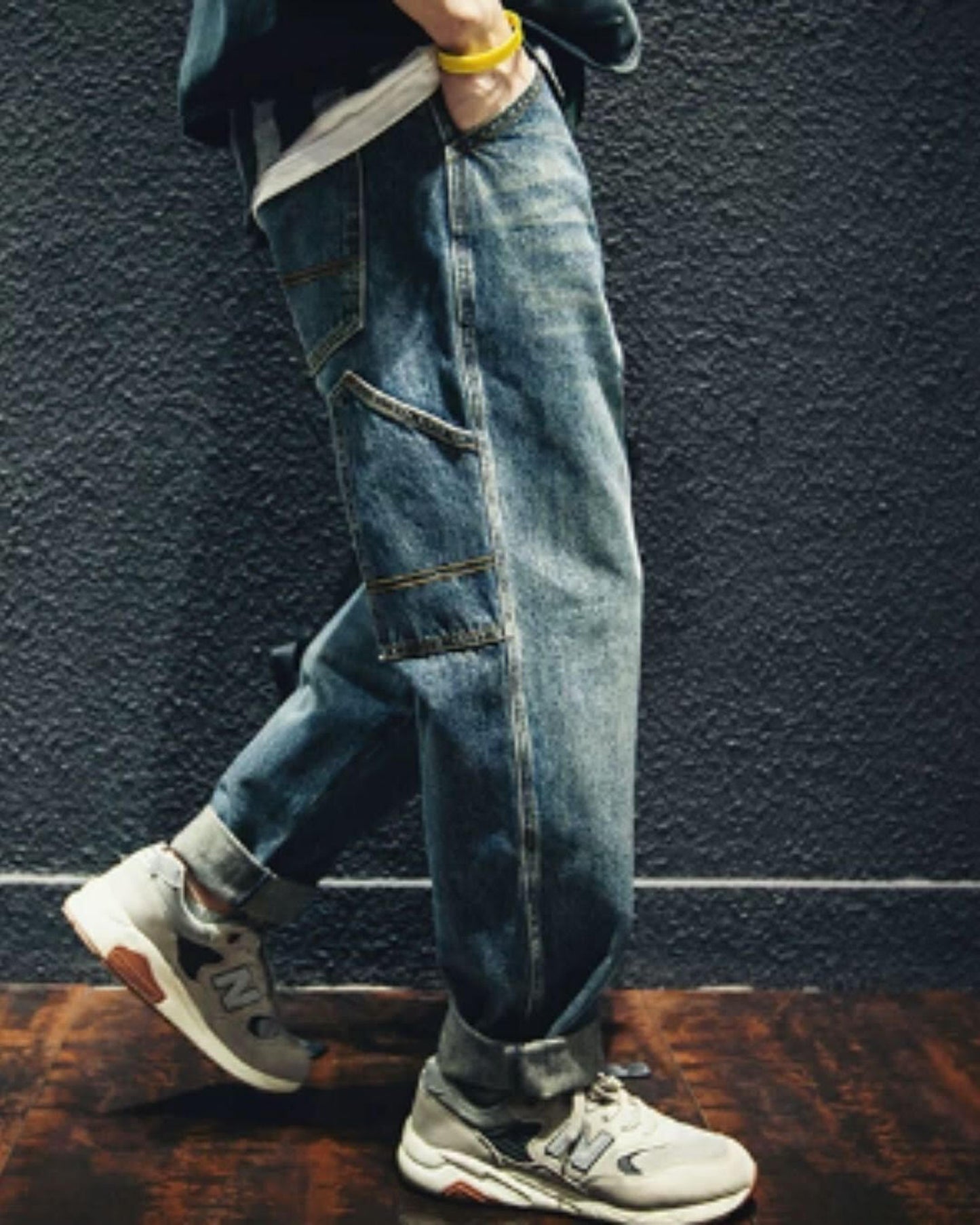 vintage processing tapered silhouette denim pants 【ACT0019】