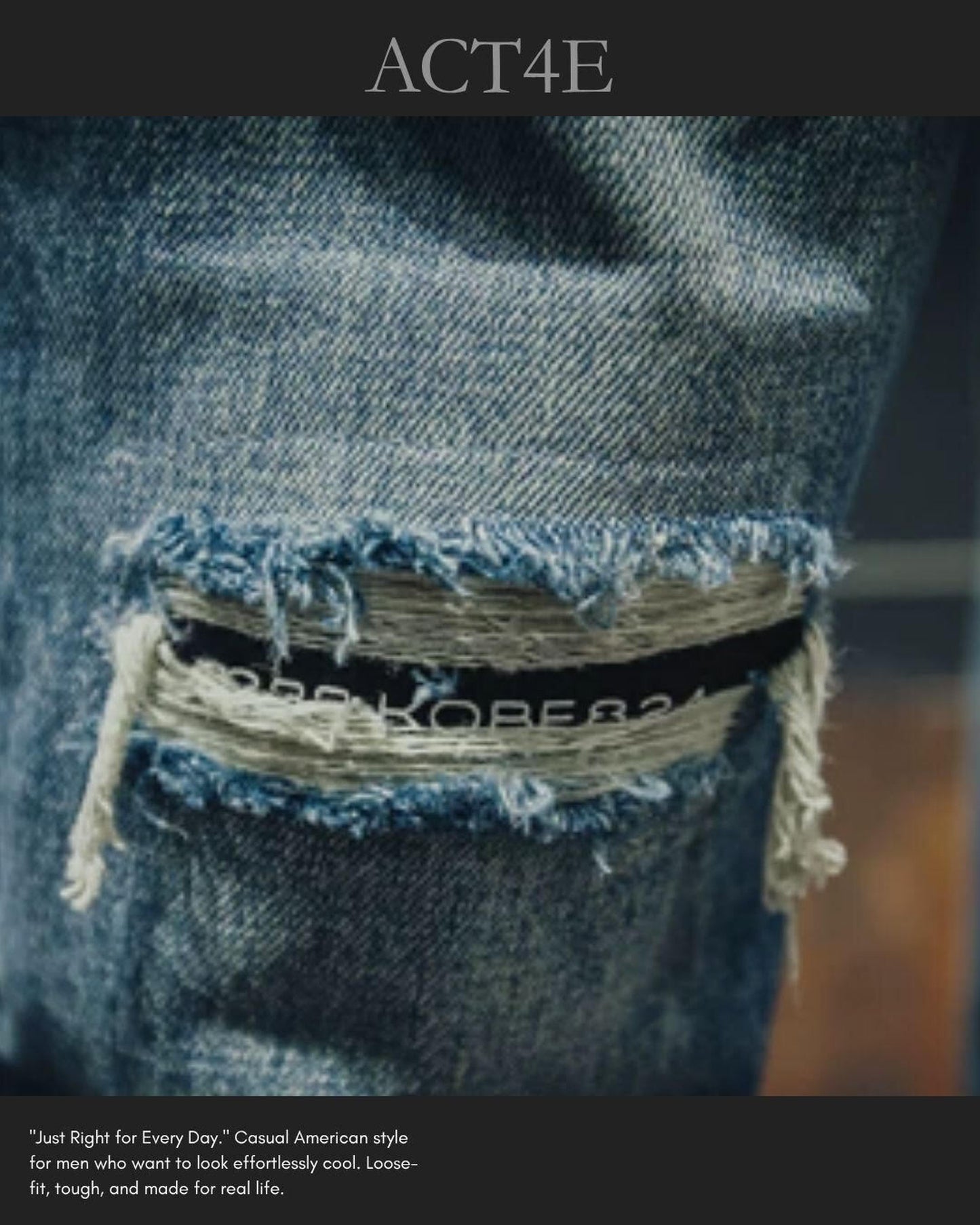 damage straight wide denim pants 【ACT0015】