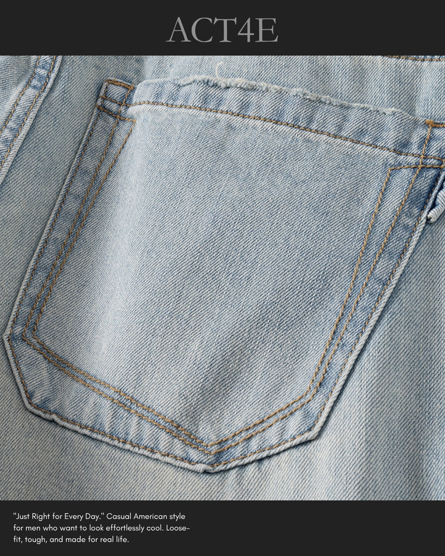 ice blue relaxed straight denim pants 【ACT0181】