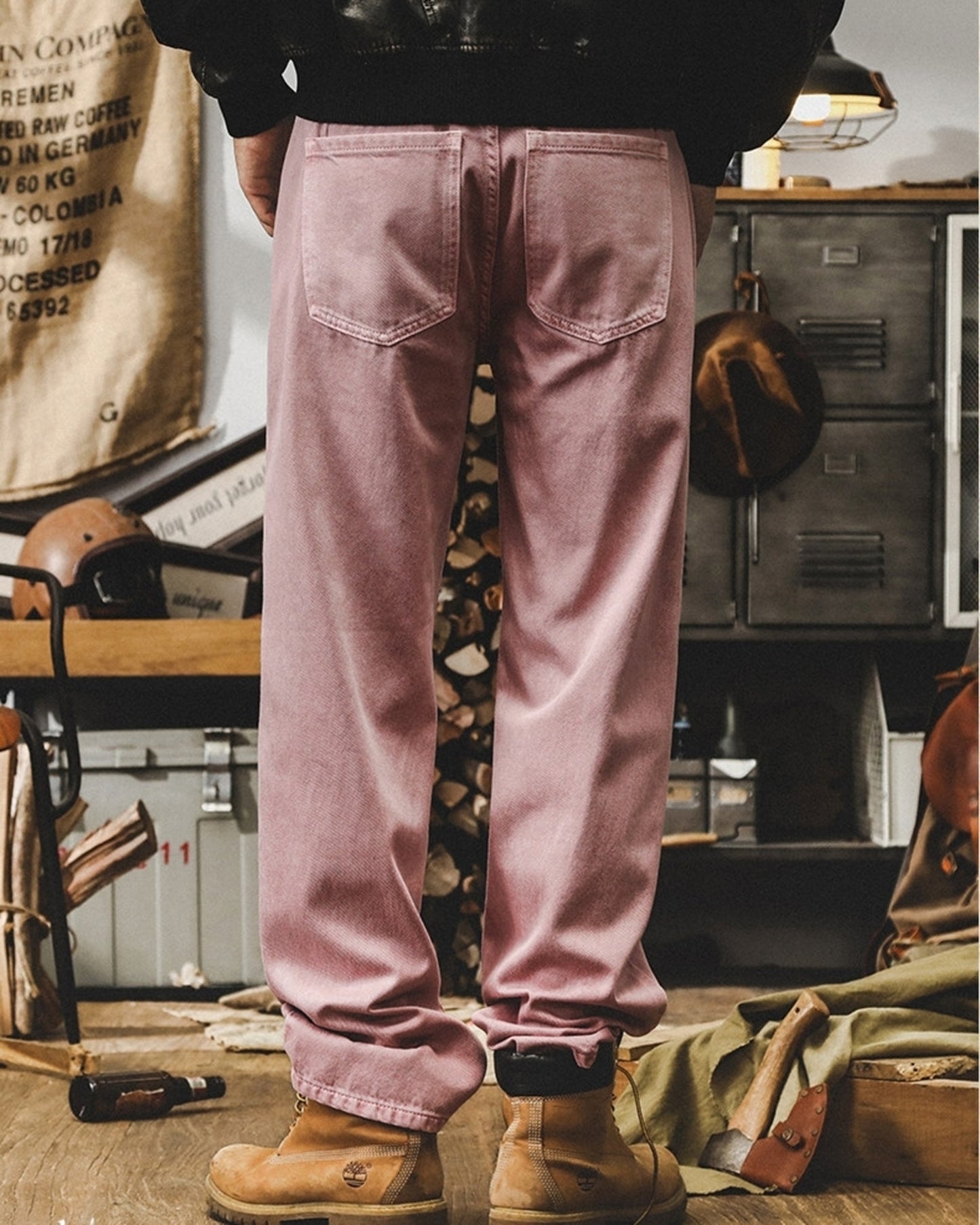 heavy weight loose straight denim pants 10color 【ACT0204】