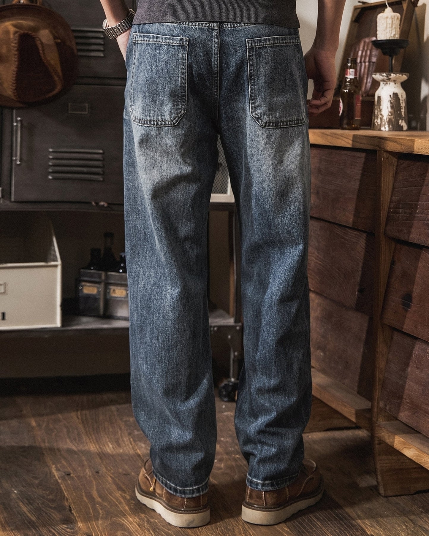 heavy weight loose straight denim pants 【ACT0203】