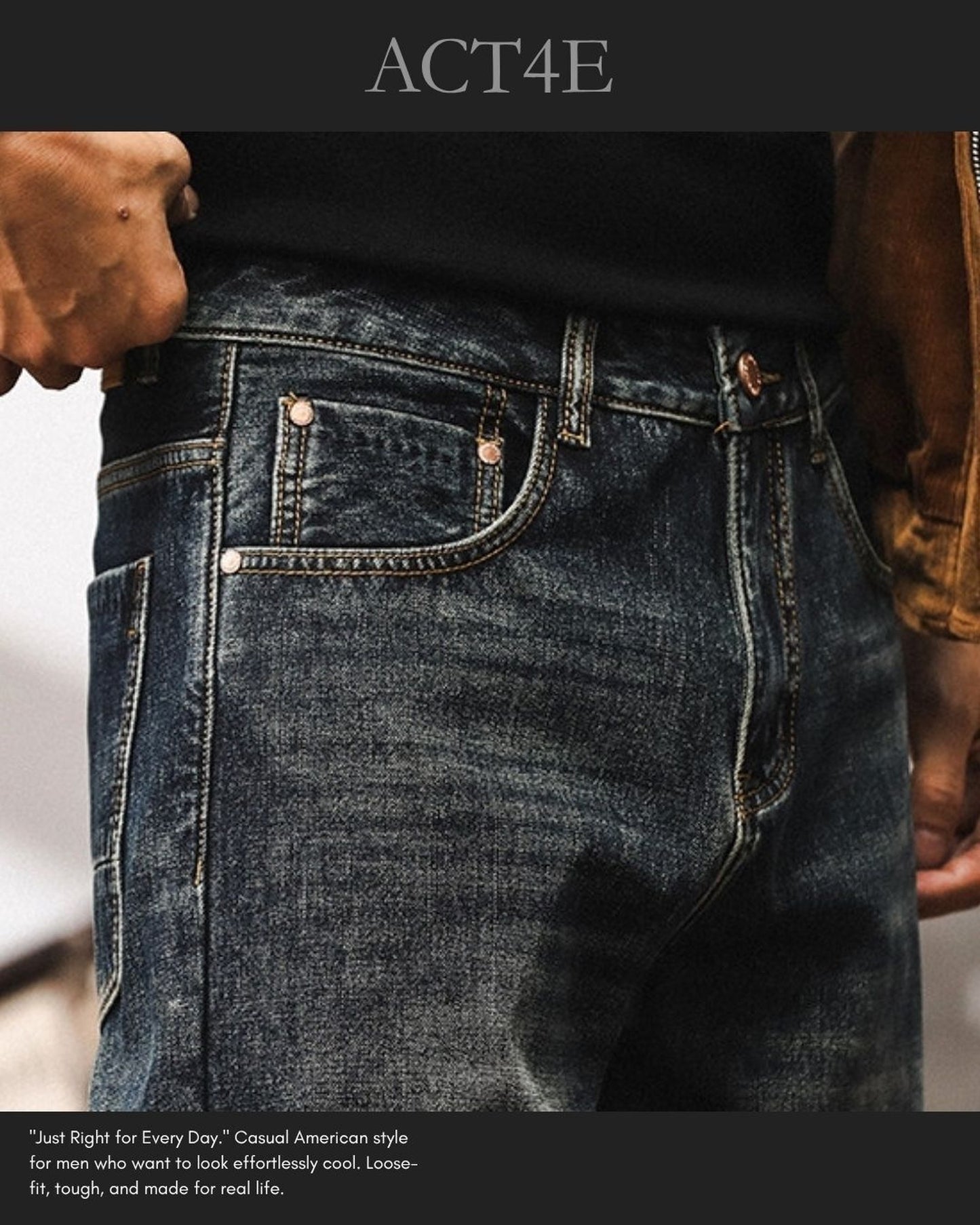 vintage classic wash straight denim pants 【ACT0218】