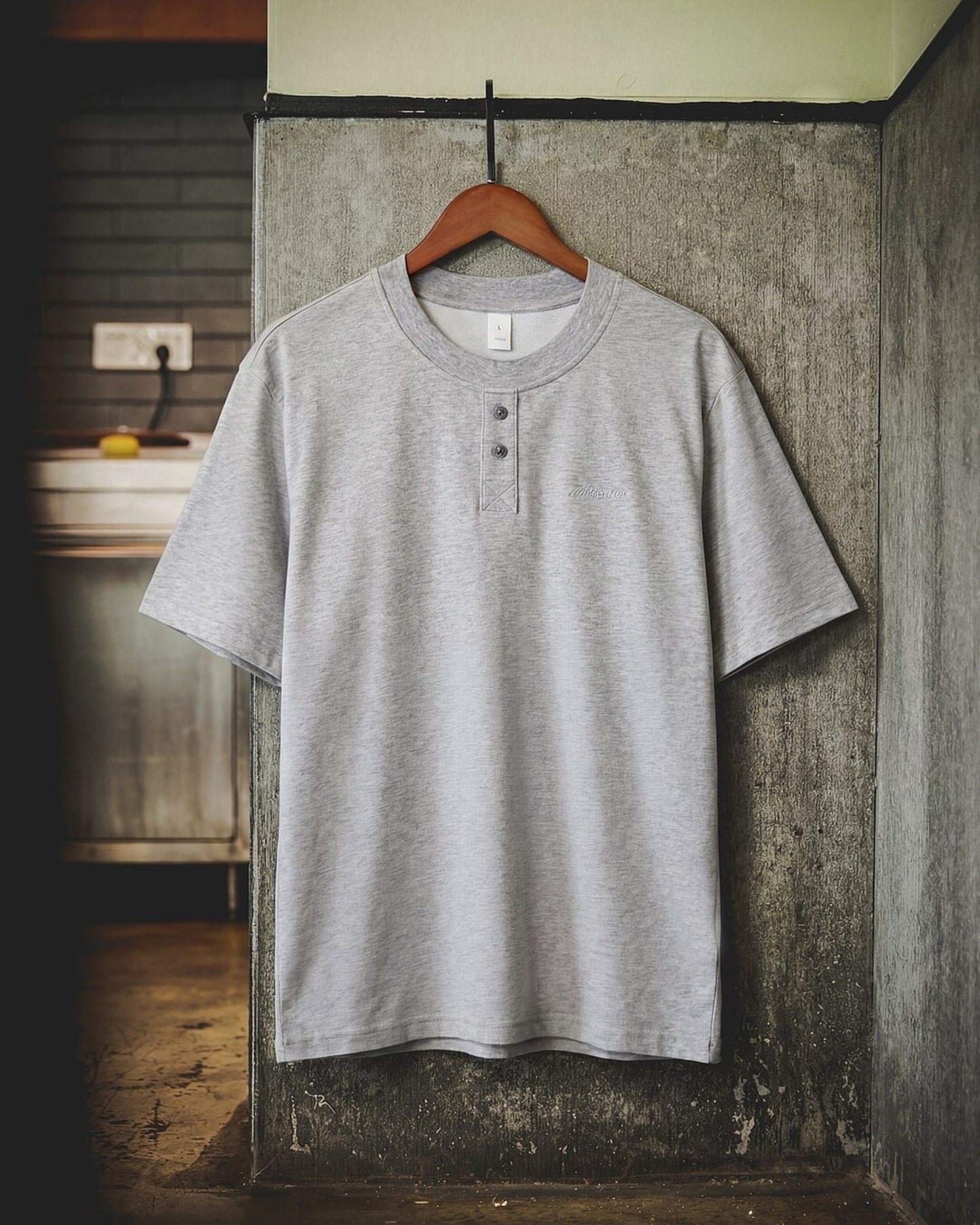 Relaxed Fit Modal Blend Henley Neck T-Shirt 2color 【ACT0115】