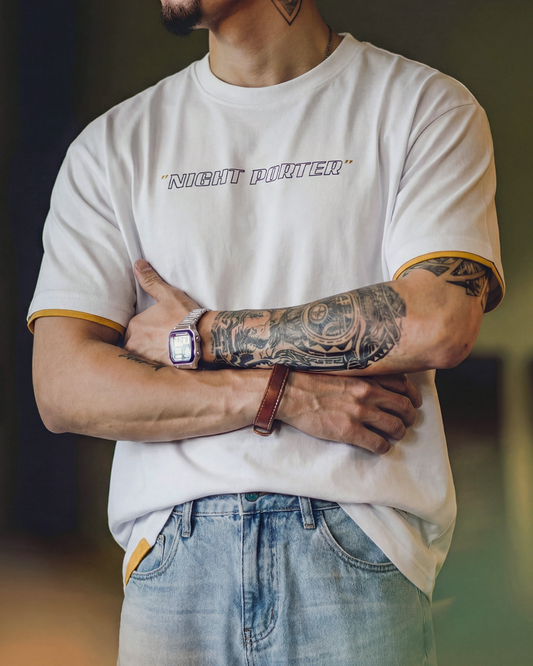 Fake-layered lettered print crew-neck t-shirt 3color 【ACT0053】