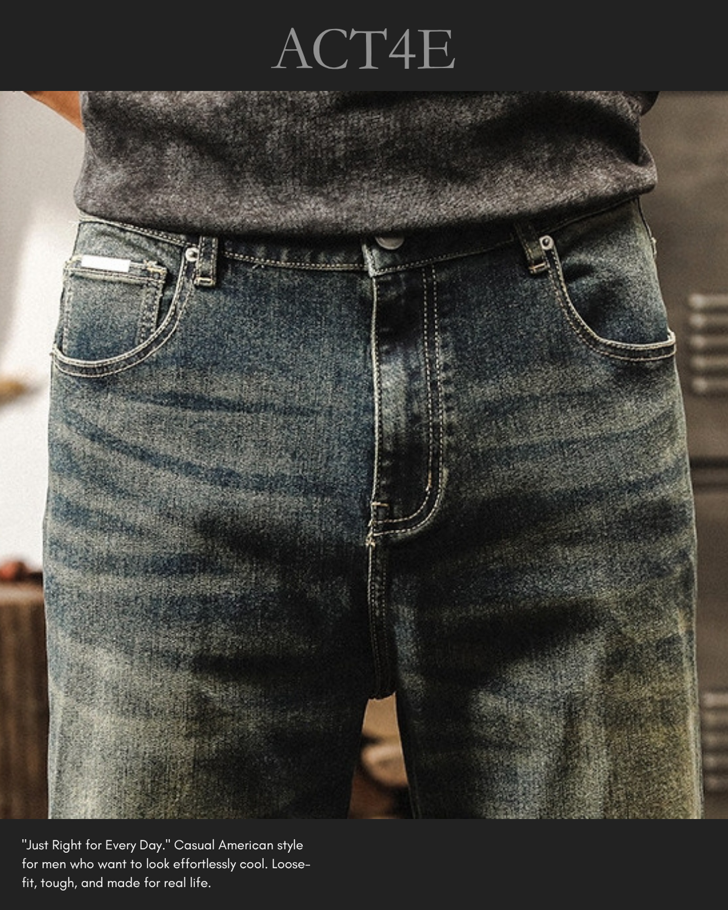 loose straight denim pants 3color 【ACT0182】