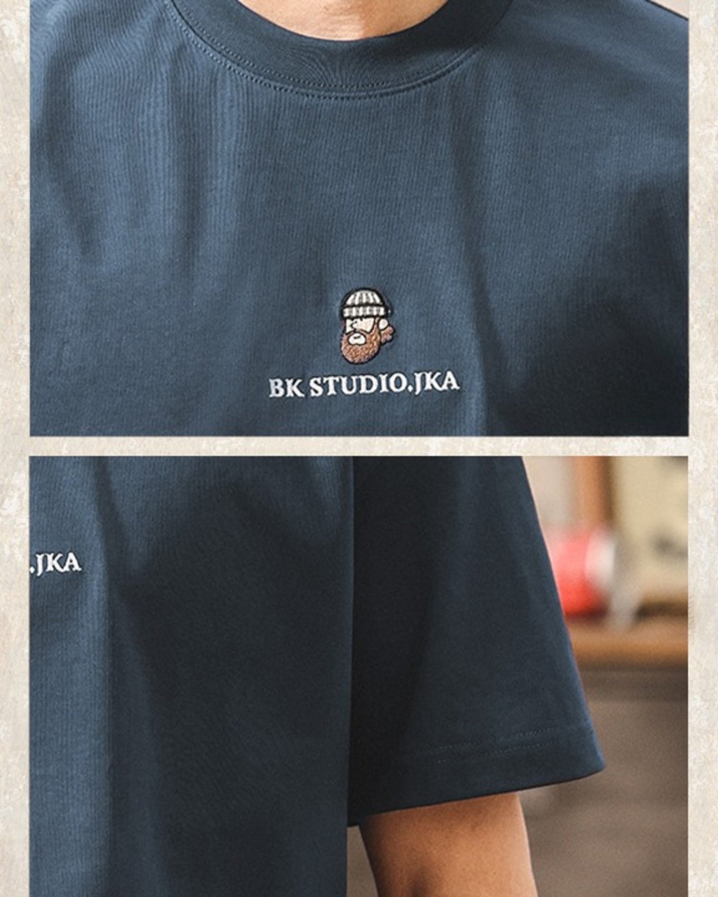 front embroidered back surf graphic short sleeve t-shirt 2color 【ACT0167】