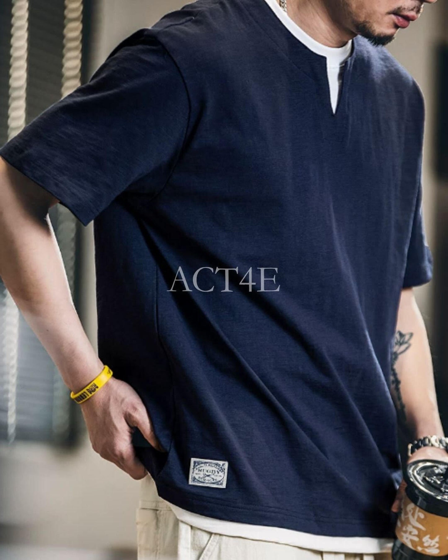 layered style short sleeve t-shirt 2color 【ACT0051】